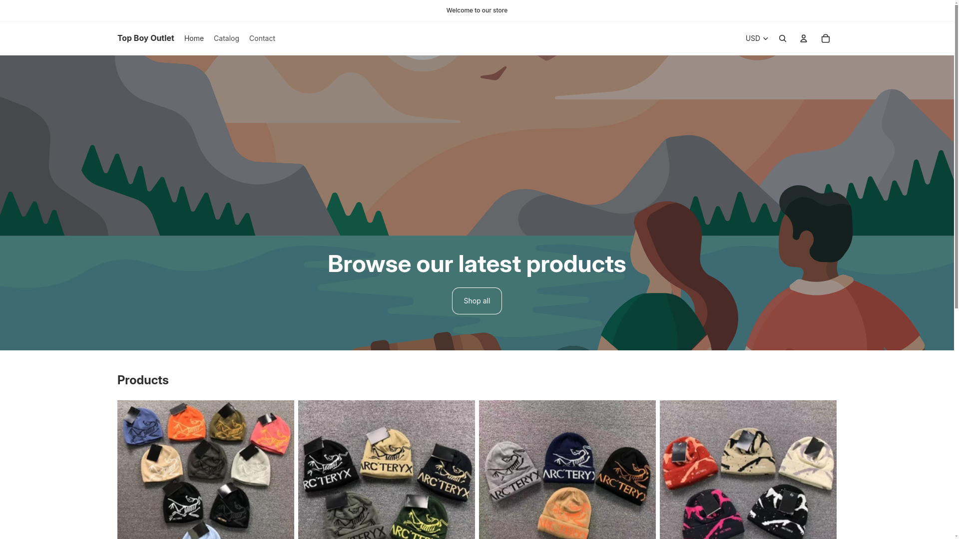 website screenshot of https://topboyoutlet.com/