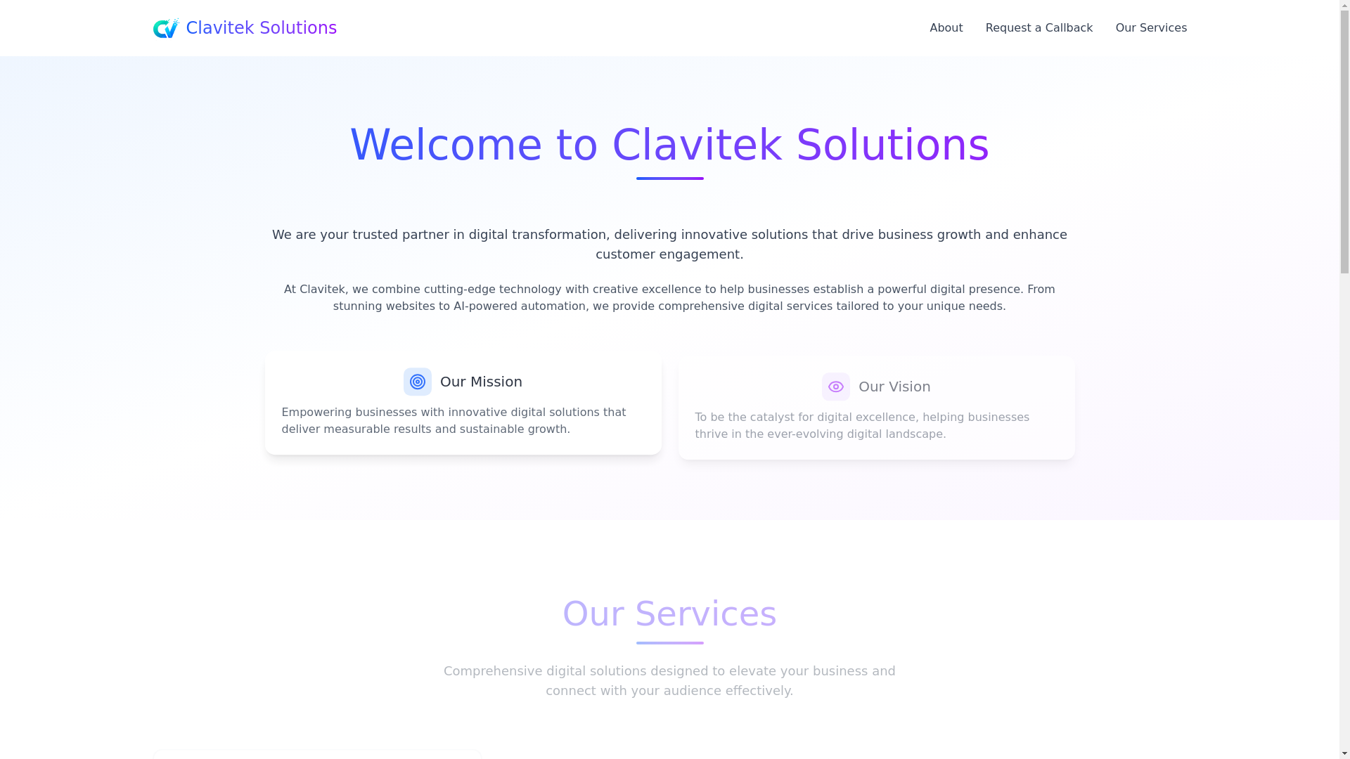 website screenshot of https://claviteksolutions.com/