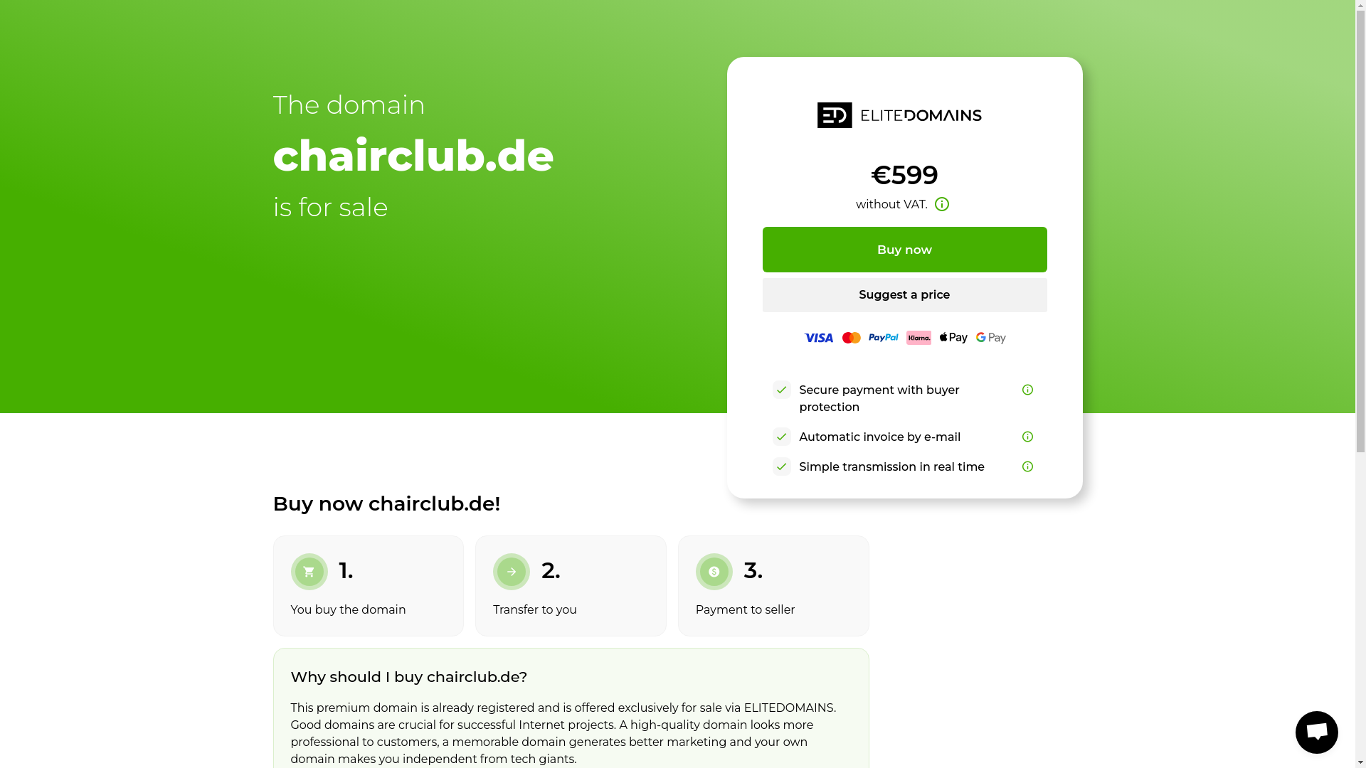 website screenshot of https://chairclub.de/