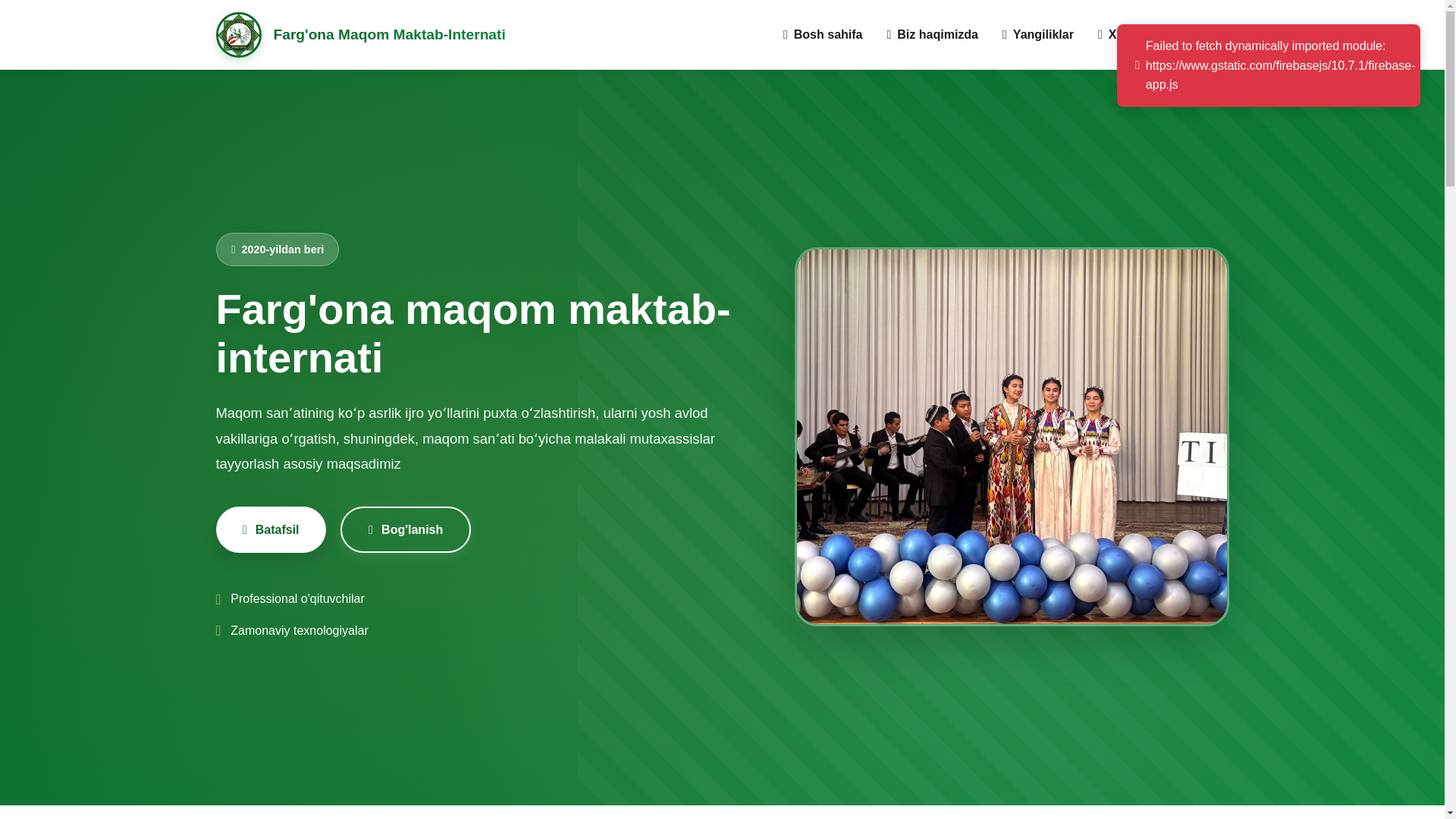 website screenshot of https://maqom-fimmi.uz/