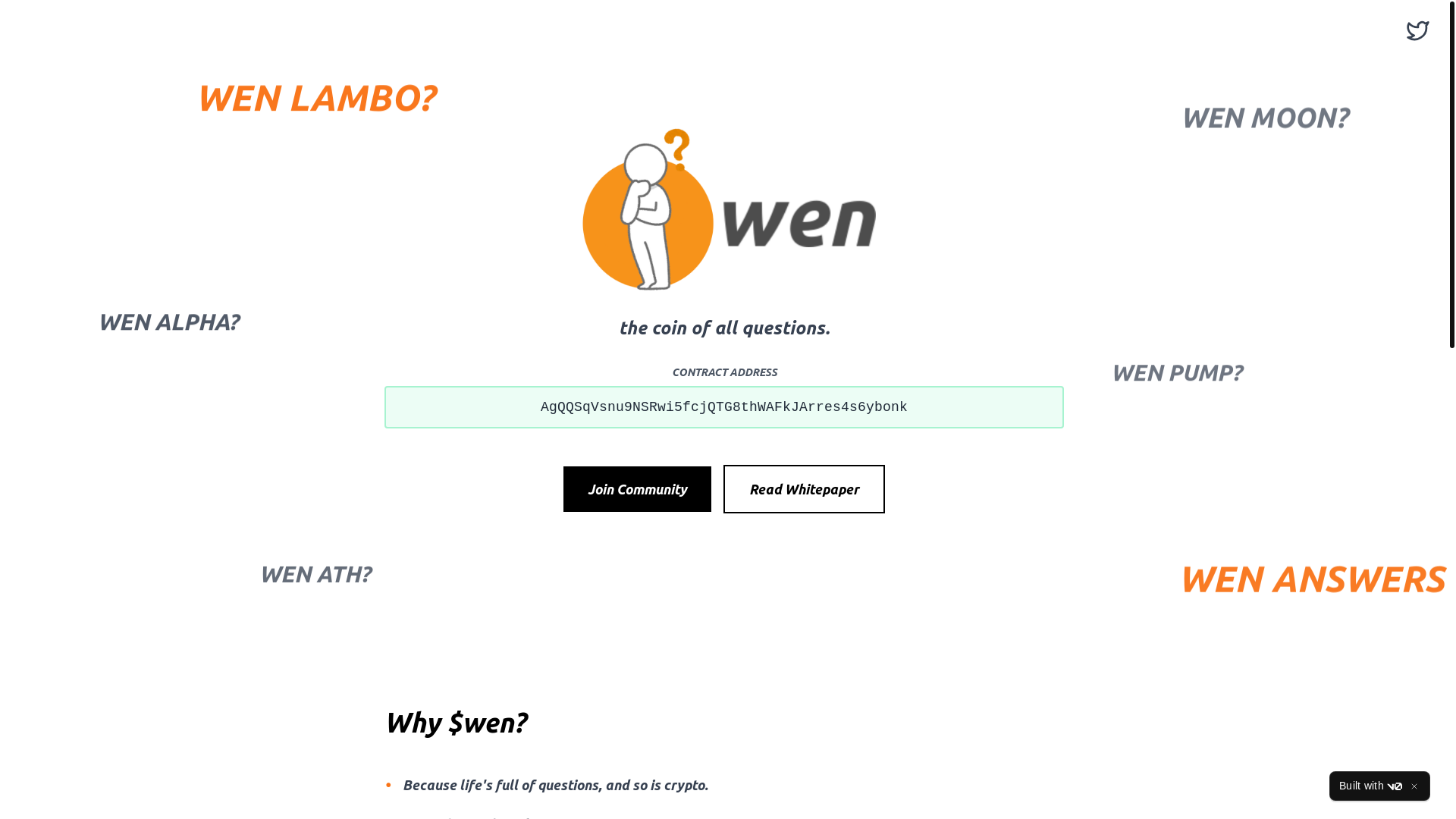 website screenshot of https://thewentoken.xyz/