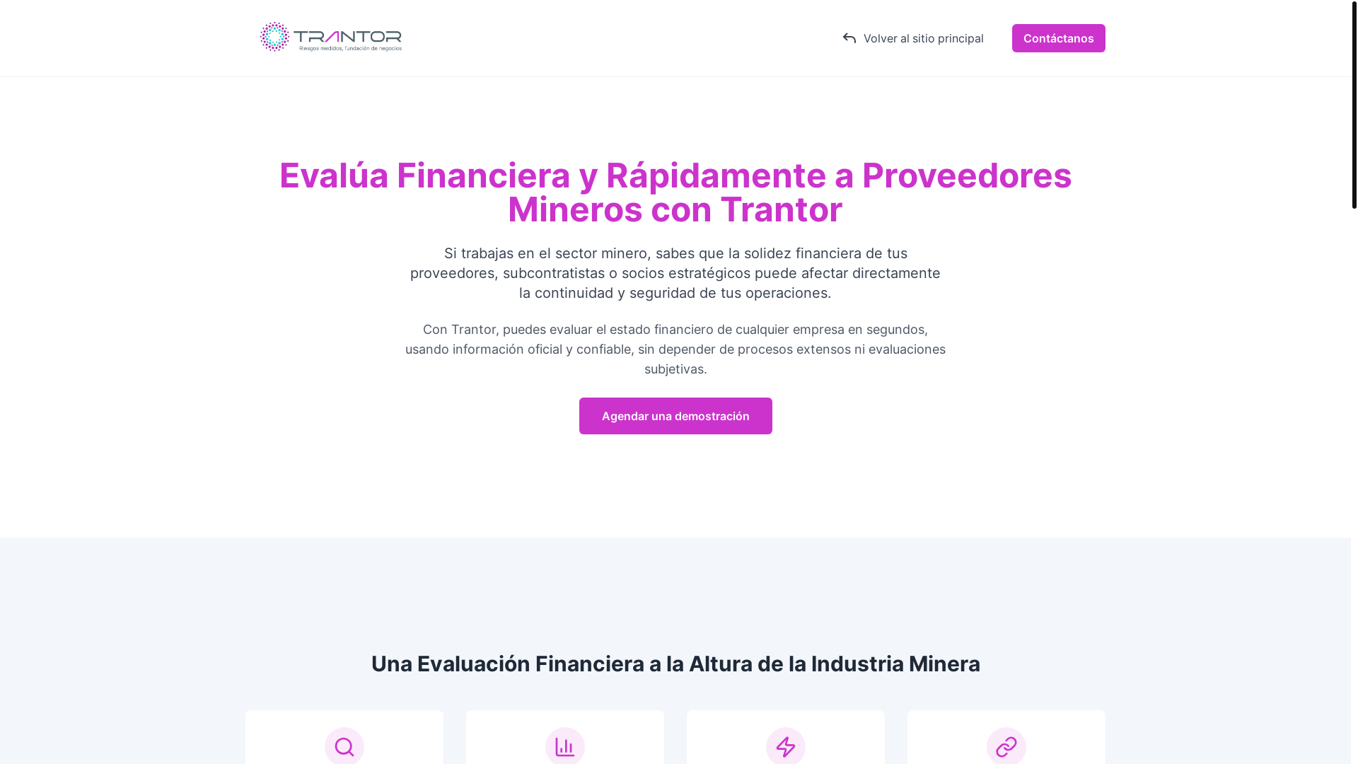 website screenshot of https://trantor-landing-mineria.pages.dev/