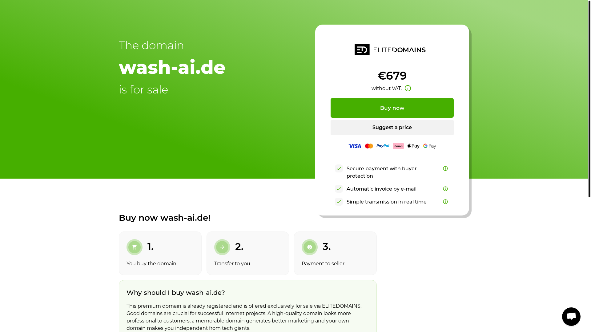 website screenshot of https://wash-ai.de/
