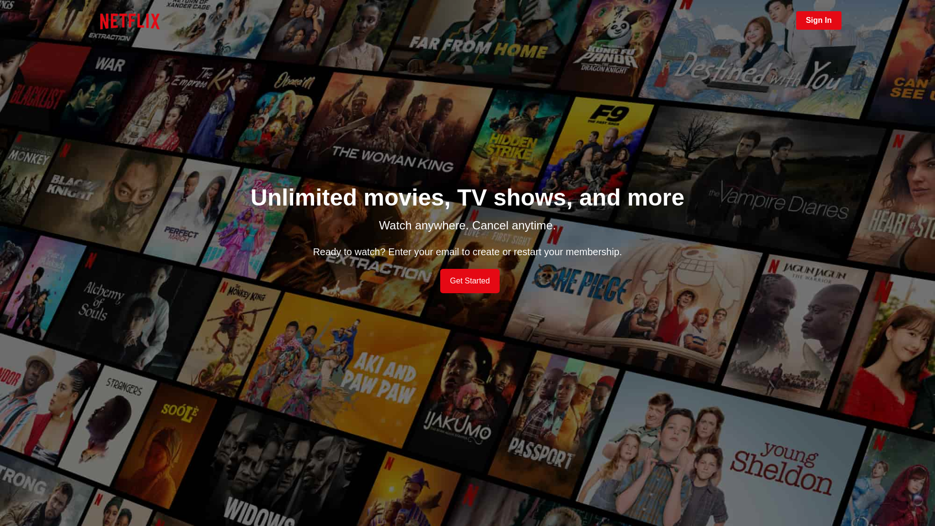 website screenshot of https://netflix-blossom.firebaseapp.com