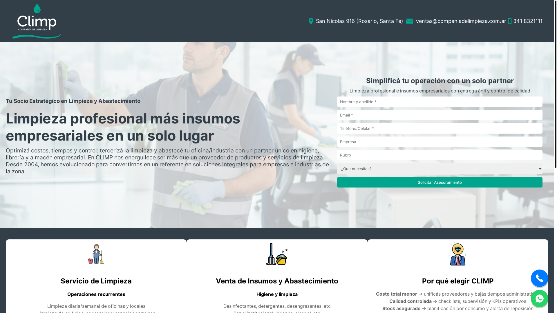 website screenshot of https://climp.com.ar/