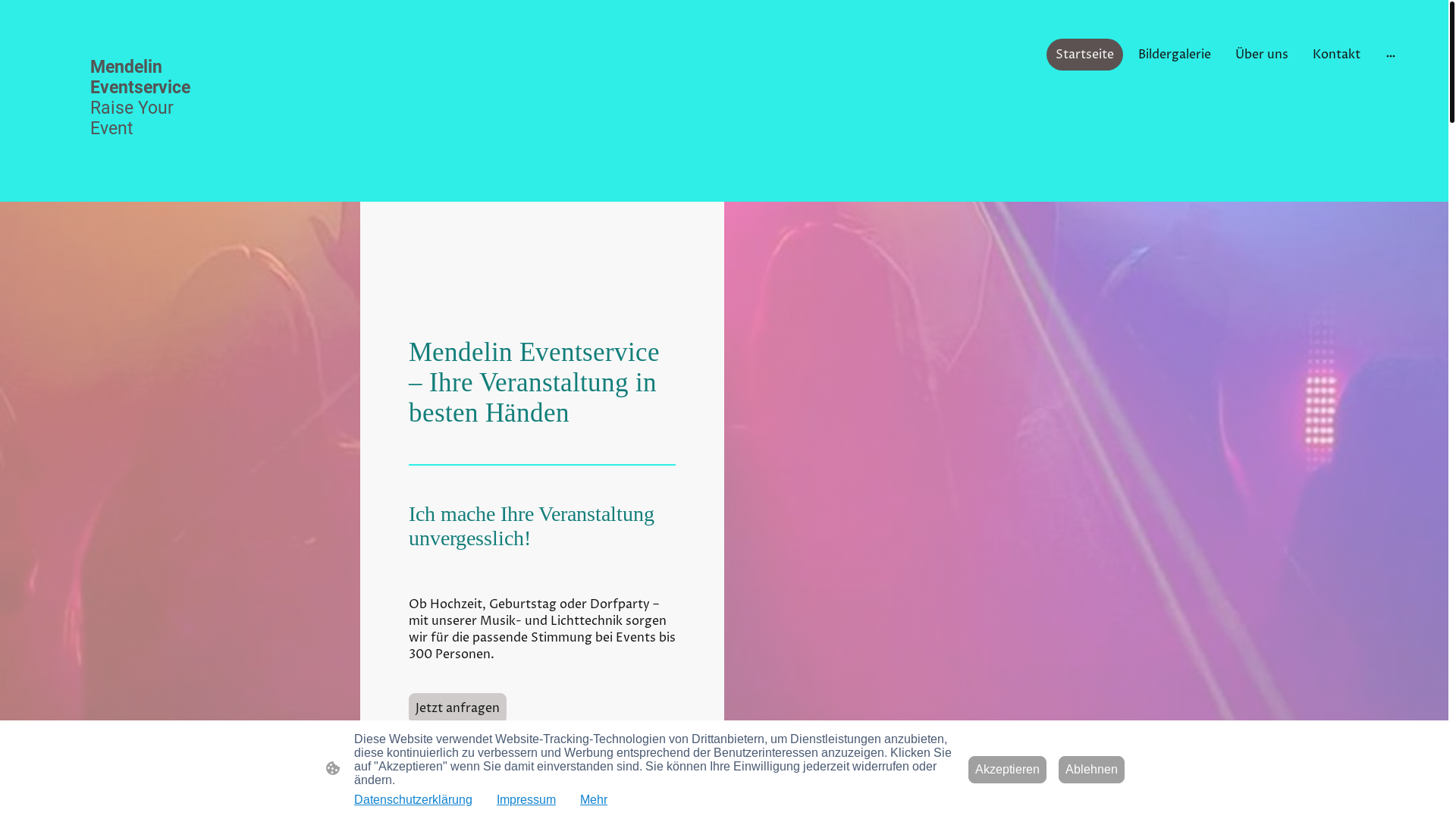 website screenshot of https://mendelin-eventservice.de/