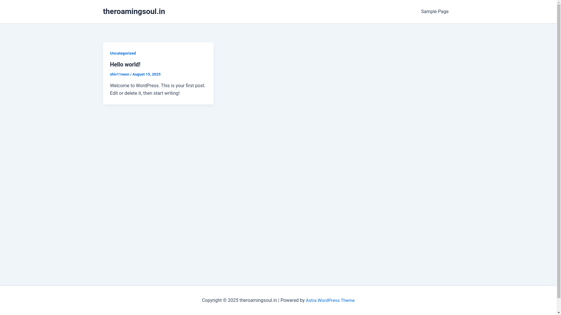 website screenshot of https://theroamingsoul.in/