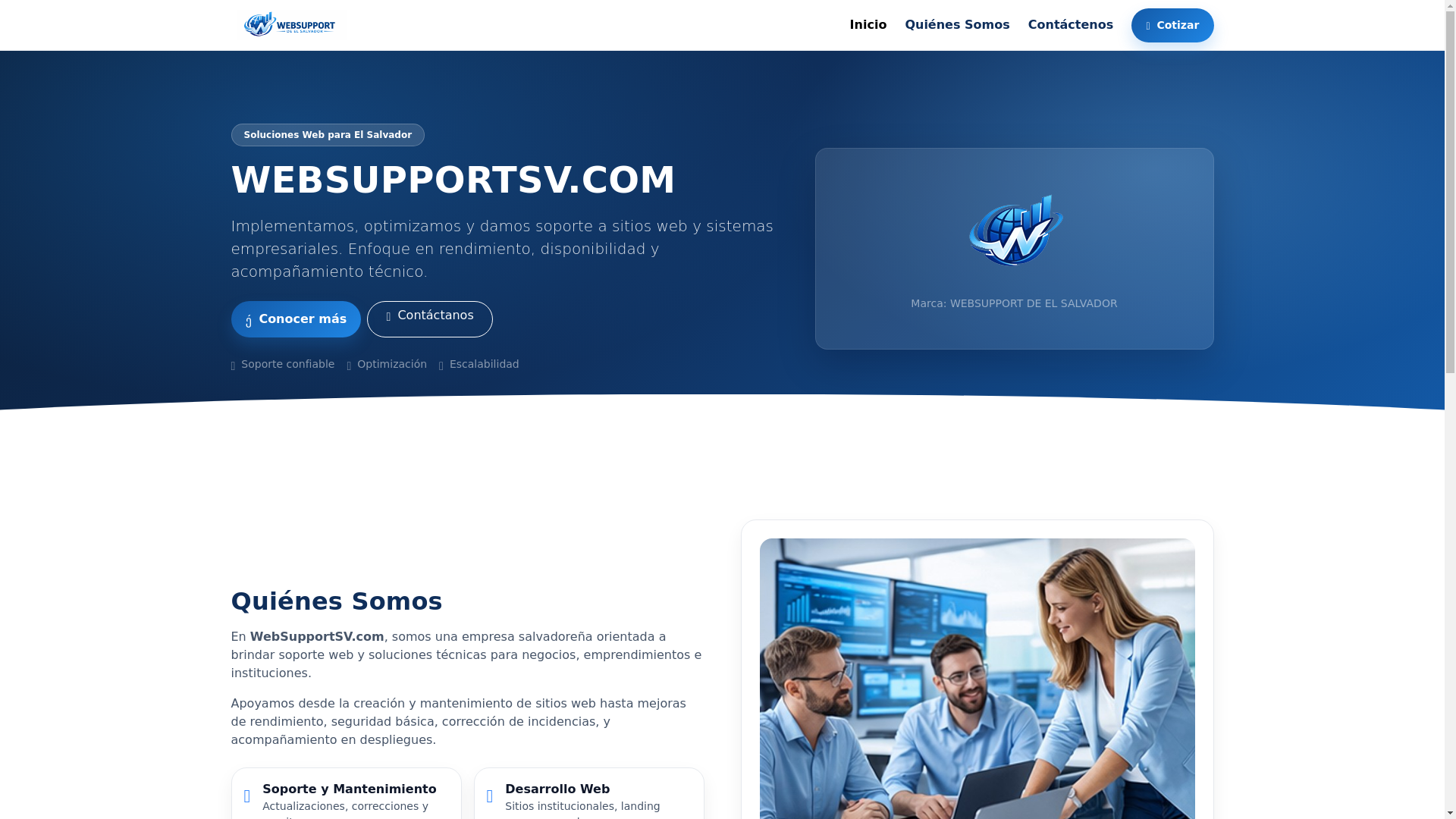 website screenshot of https://websupportsv.com/
