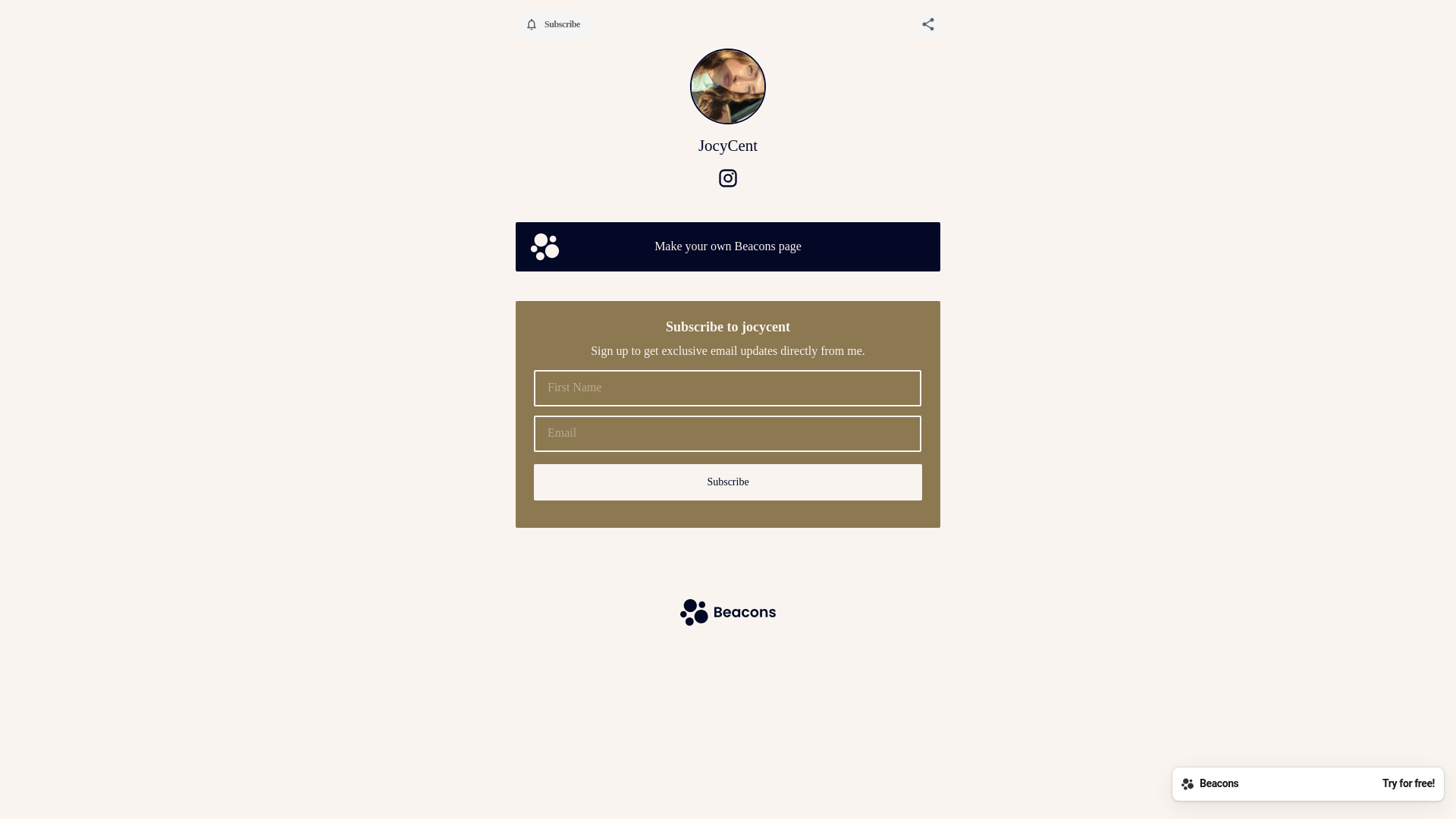 website screenshot of https://jocycent.com/