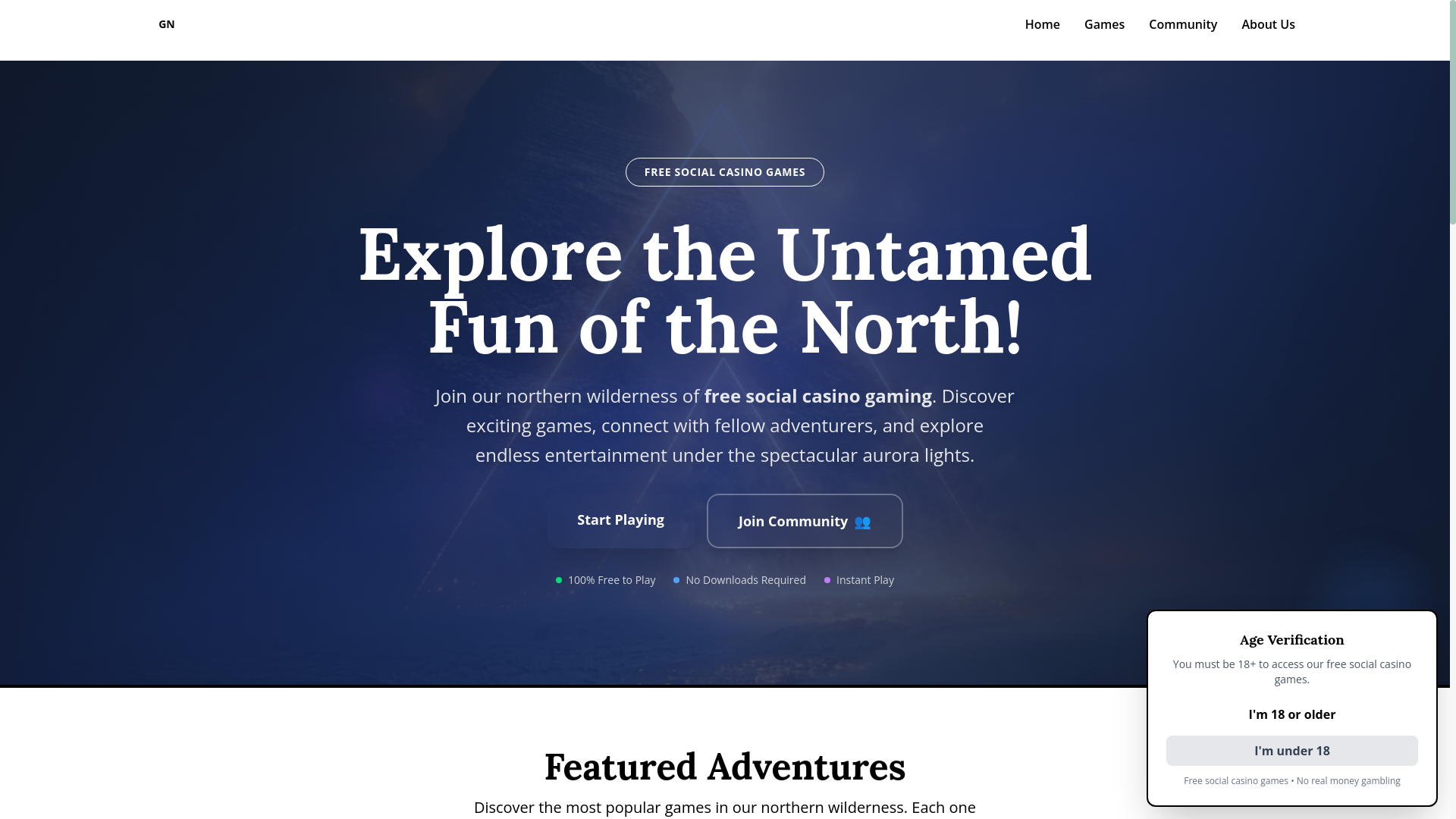 website screenshot of https://greatnorthsocial.com/