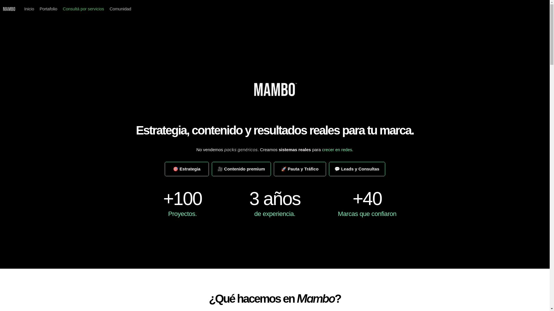 website screenshot of https://mamboagencia.ar/