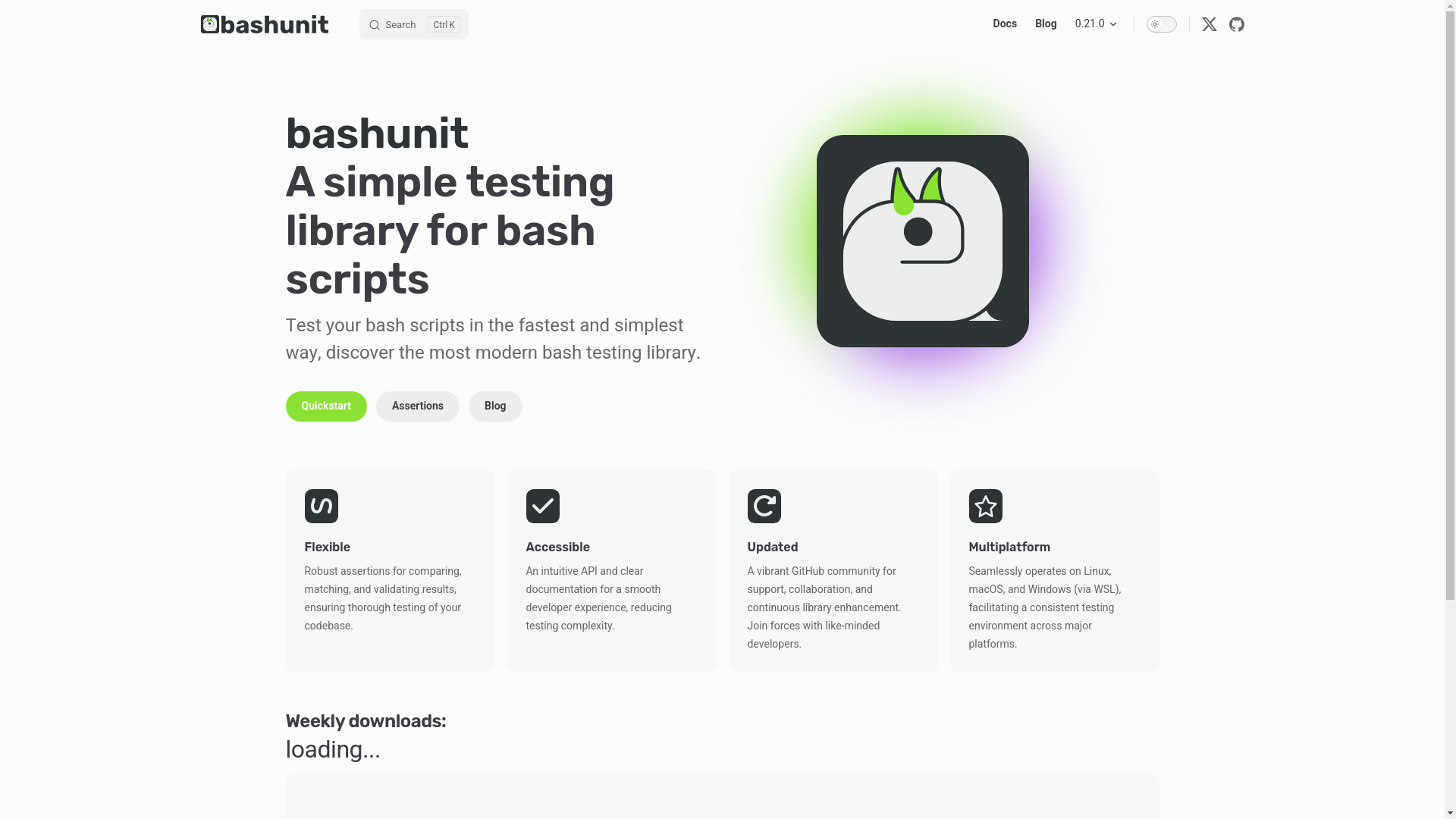 website screenshot of https://bashunit-docs.pages.dev/