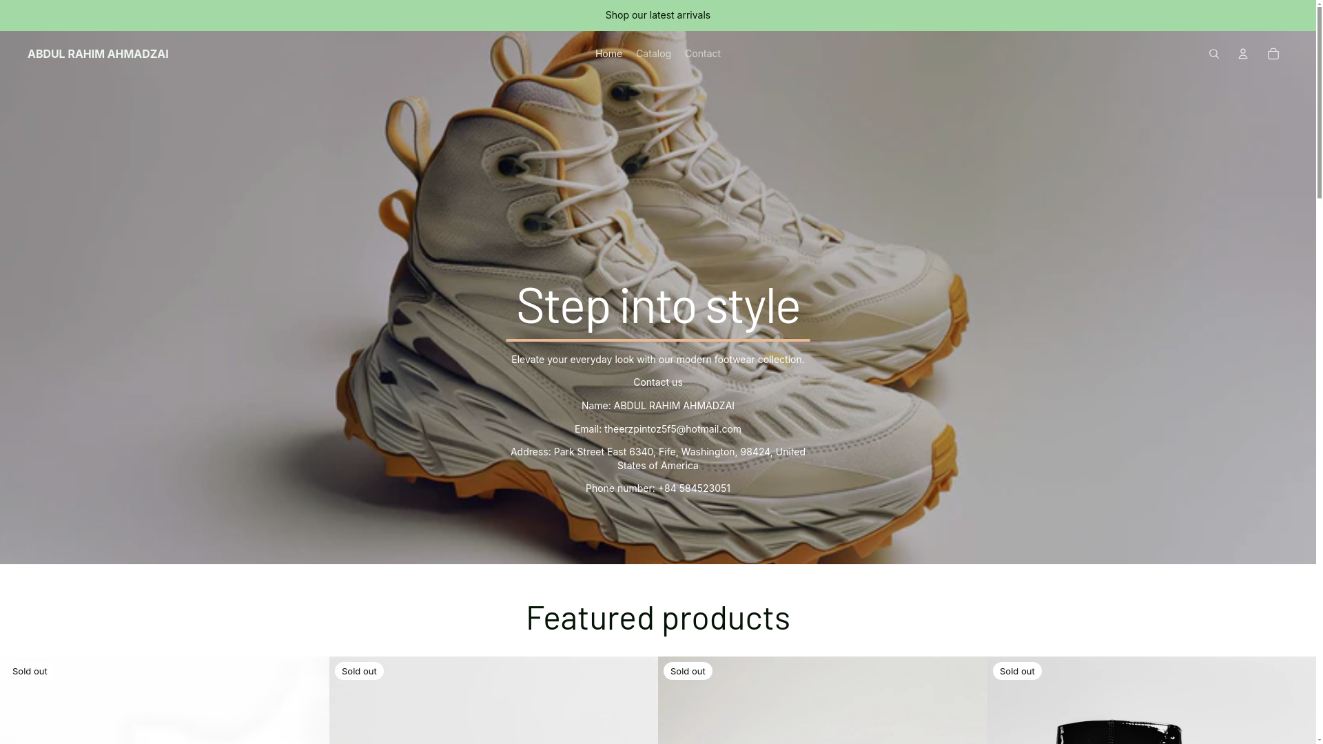 website screenshot of https://abdulrahimahmadzai.store/