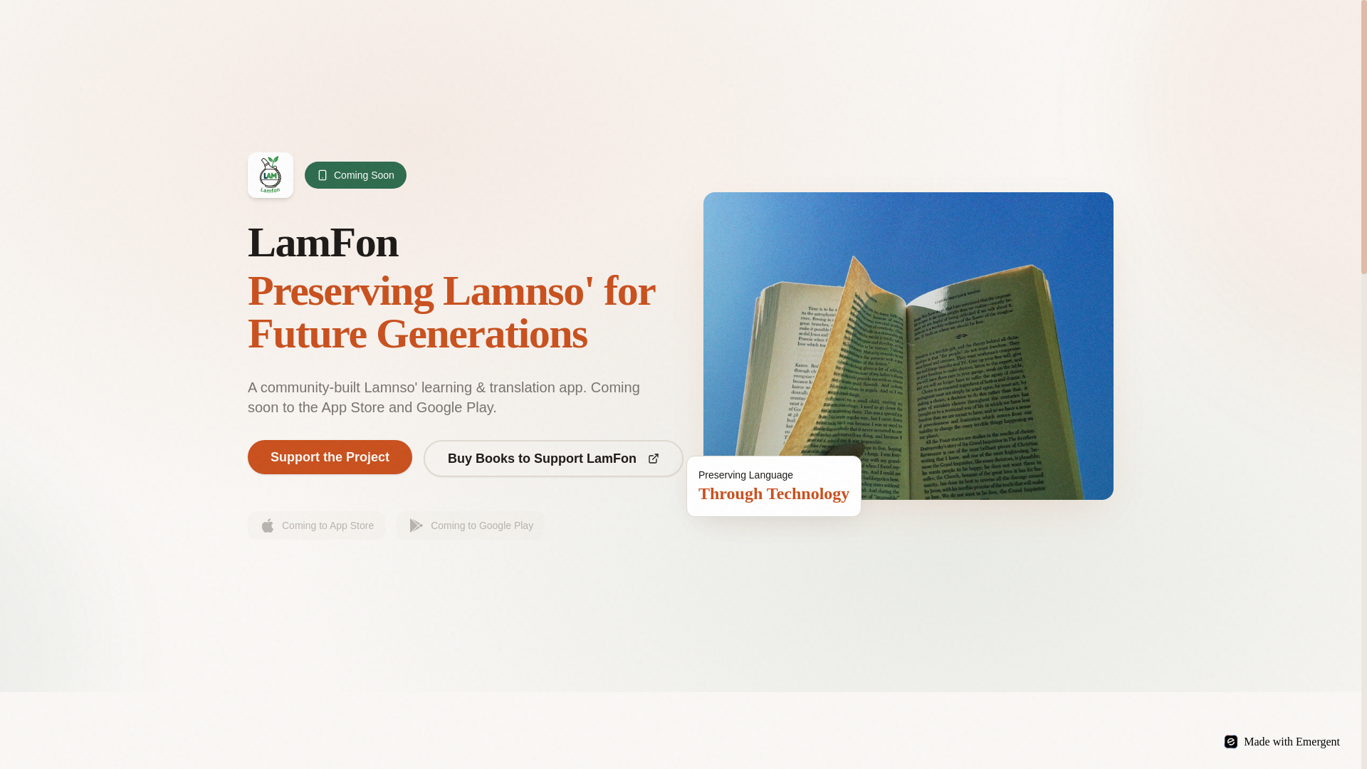 website screenshot of https://lamfon.app/
