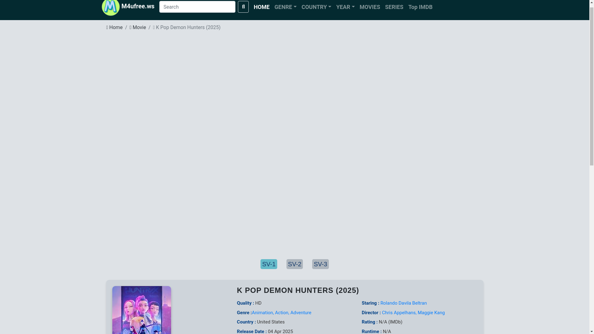 website screenshot of https://m4ufree.ws/movies/k-pop-demon-hunters-2025.wy8b9