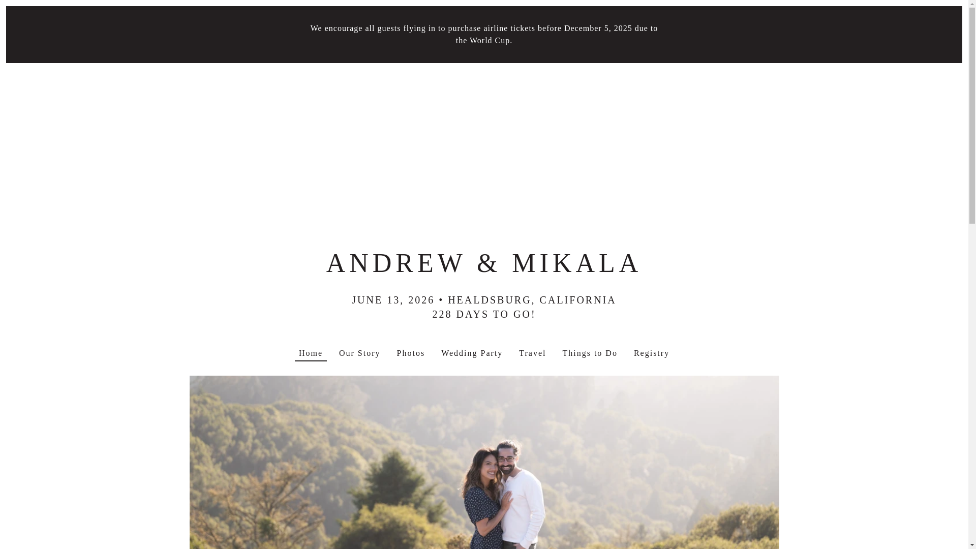 website screenshot of https://andrewmikalawedding.com/