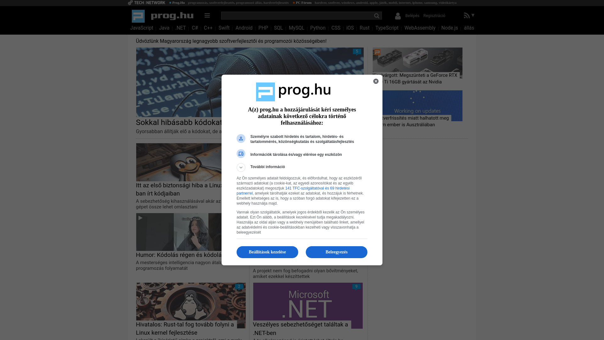 website screenshot of https://prog.hu/