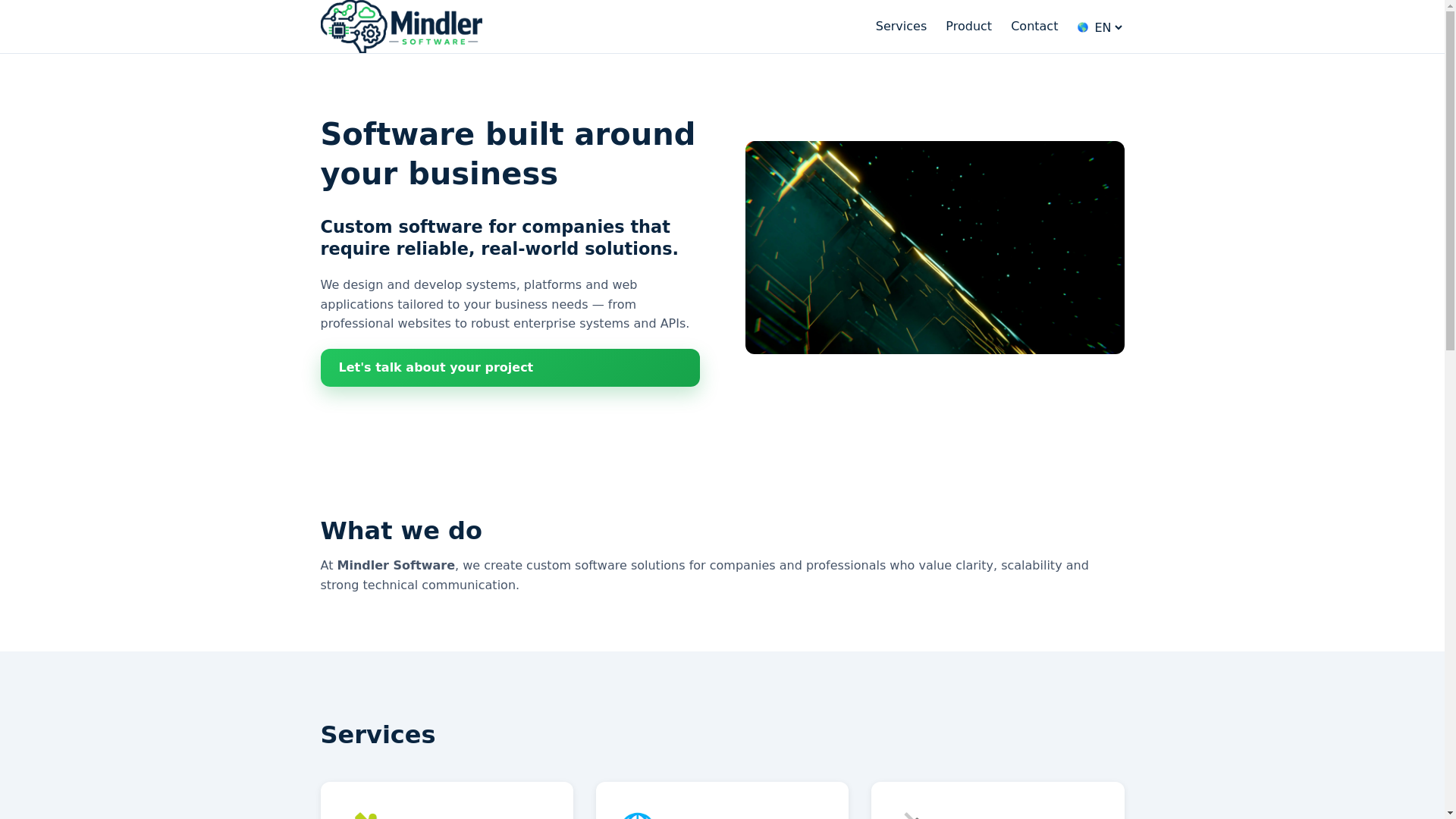 website screenshot of https://mindlersoftware.com/
