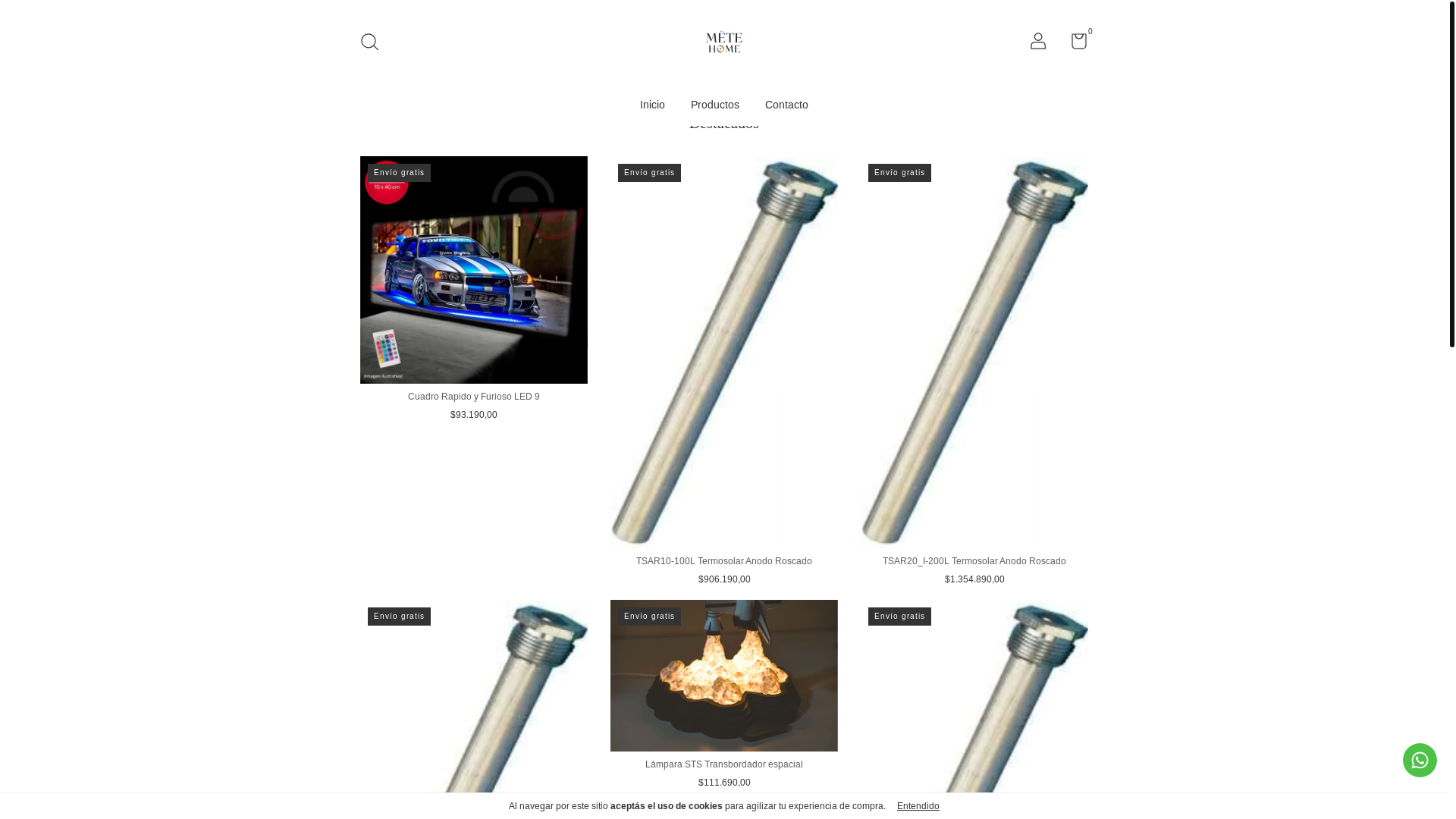 website screenshot of https://metehome.com.ar/