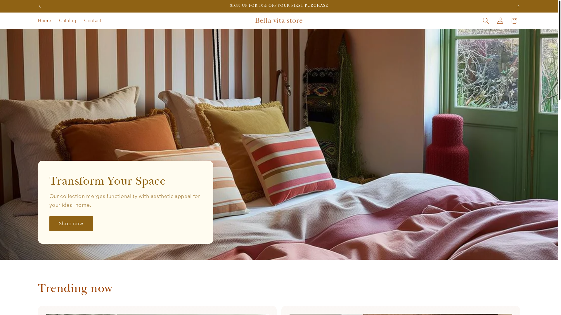website screenshot of https://bellavitastoreonline.com/