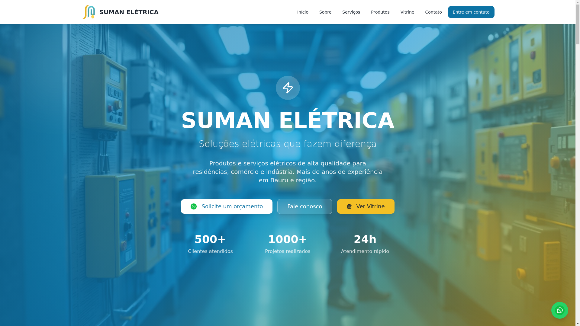 website screenshot of https://sumaneletrica.com.br/