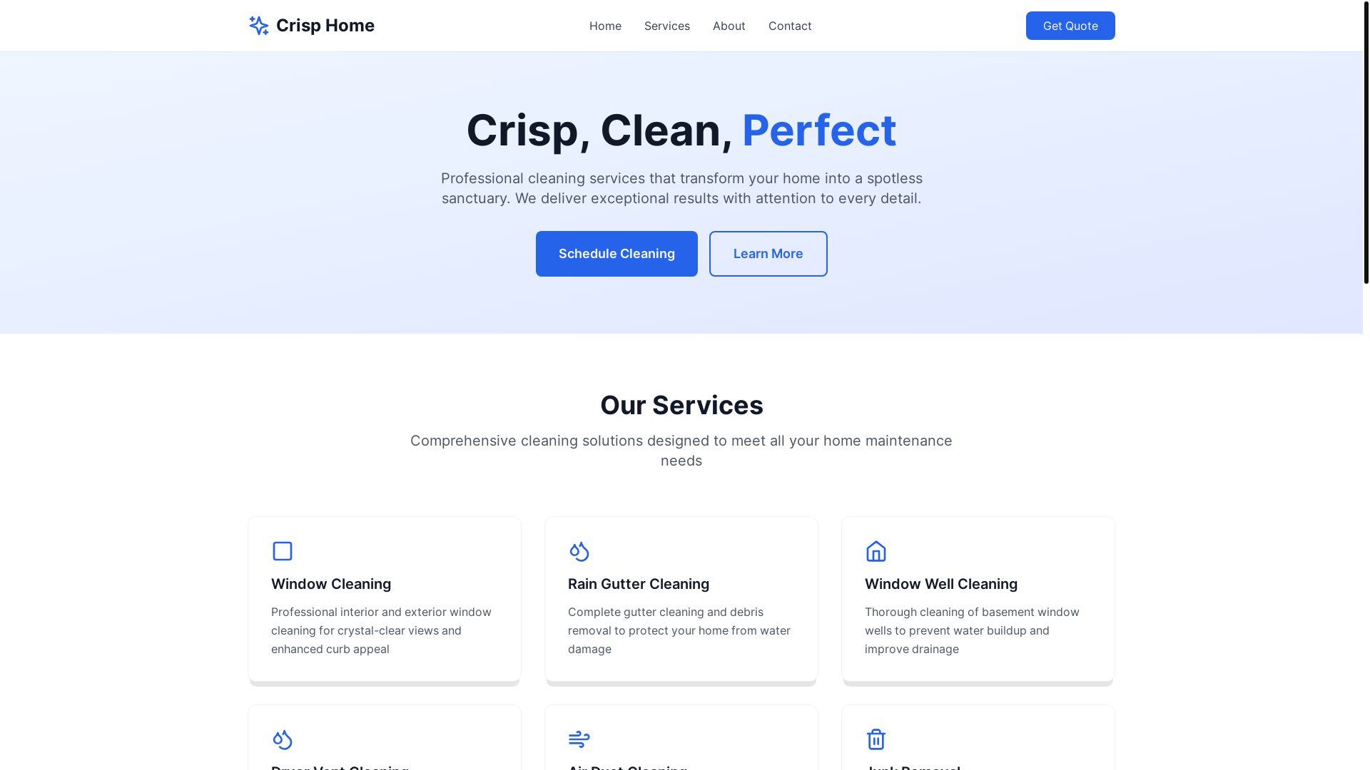 website screenshot of https://crisphomecleaning.org/