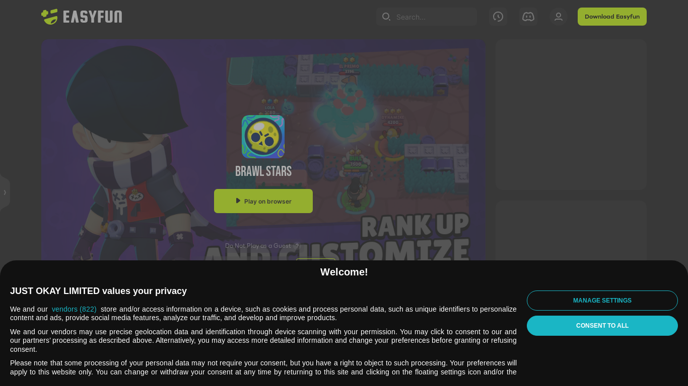 website screenshot of https://www.easyfun.gg/cloud-games/brawl-stars.html?inv=800007