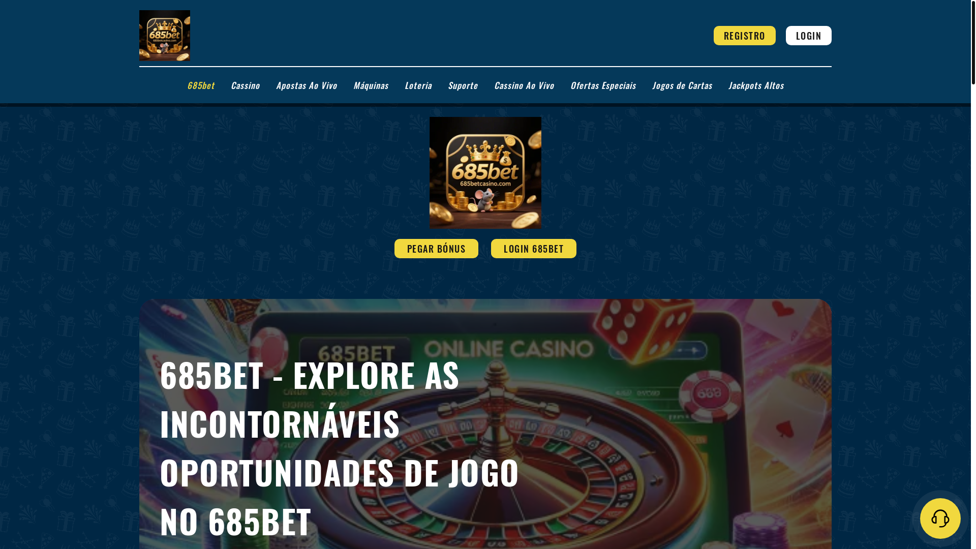 website screenshot of https://685betcasino.com/