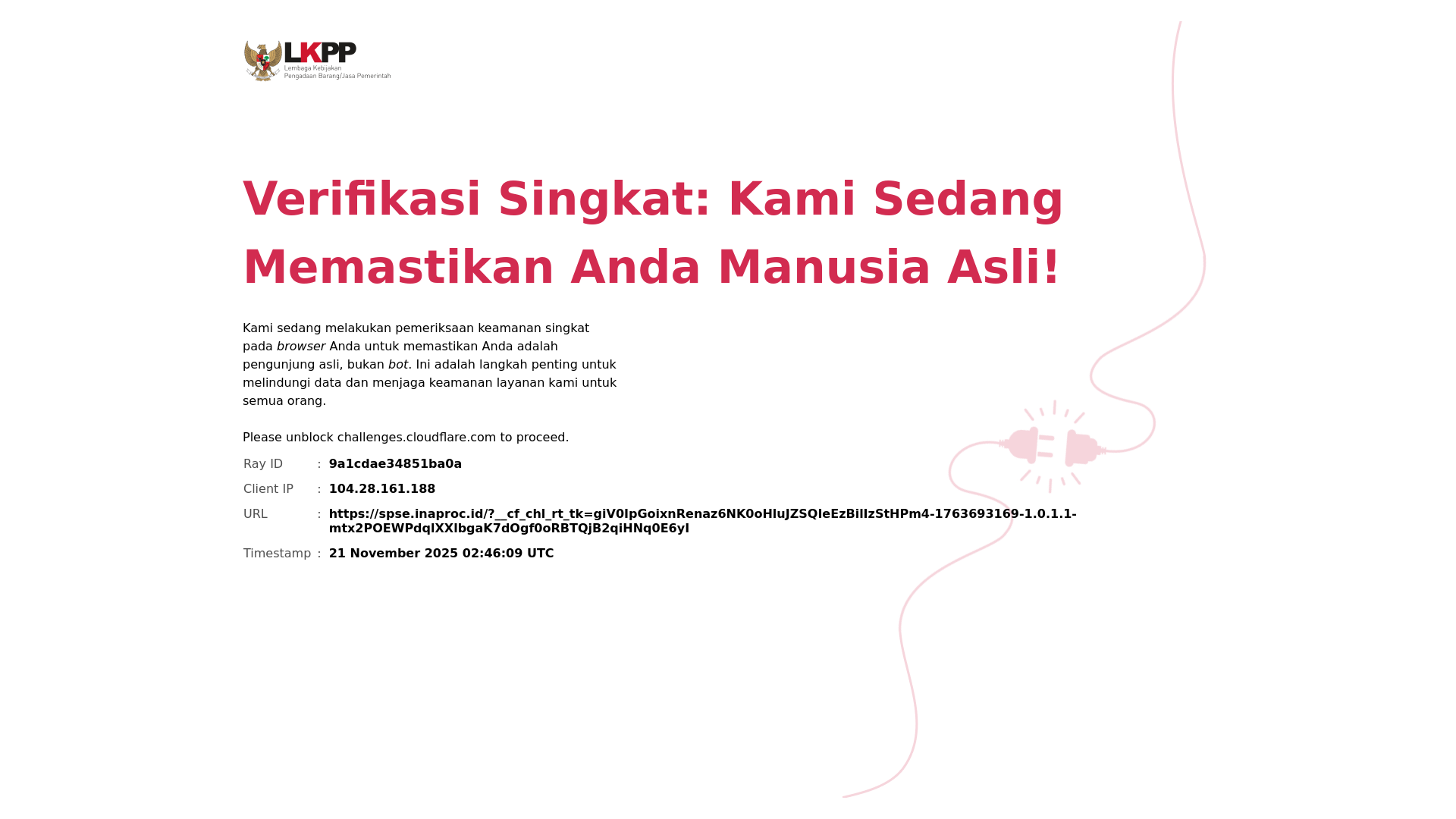 website screenshot of https://spse.inaproc.id/