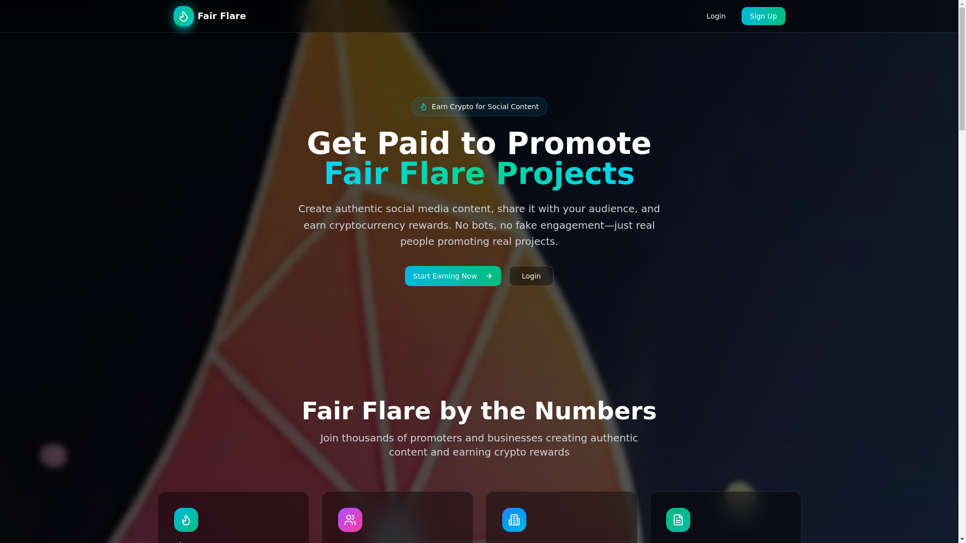 website screenshot of https://fairflare.xyz/