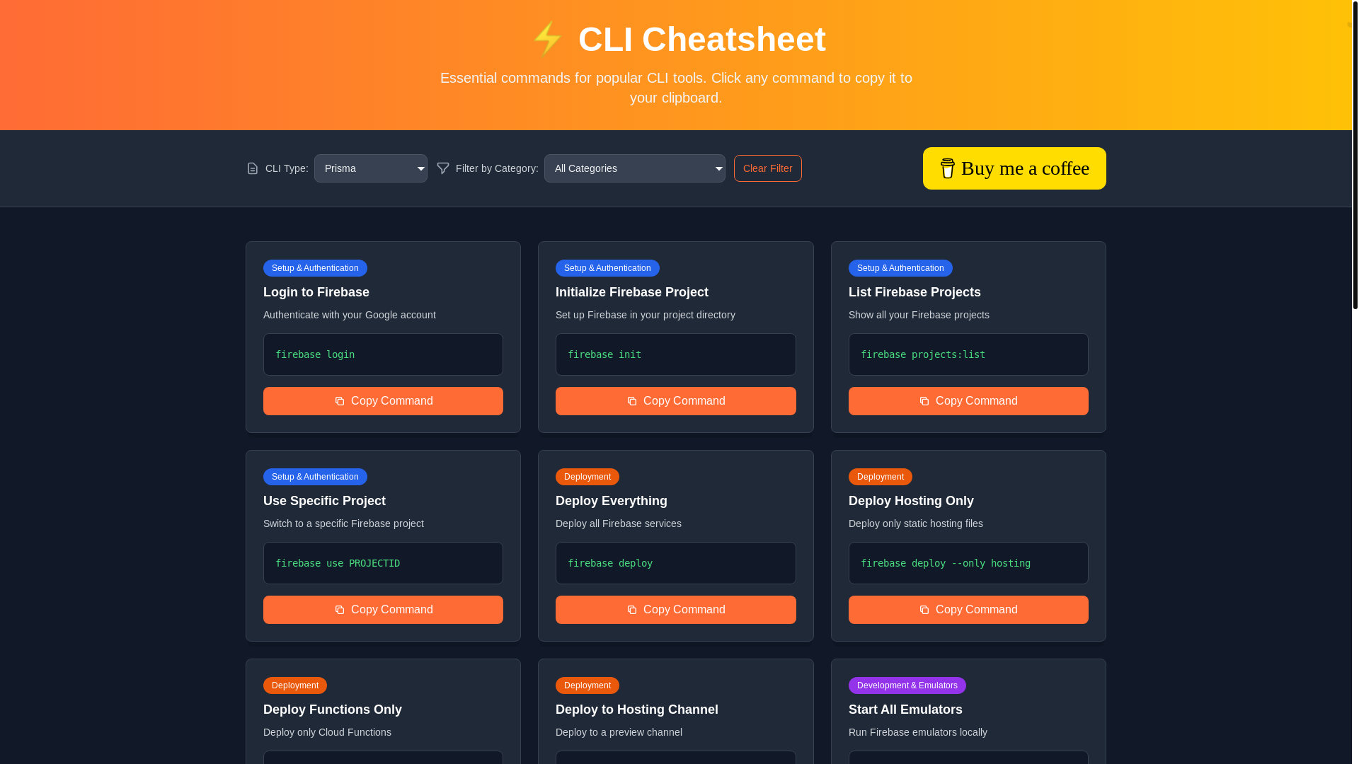 website screenshot of https://clicheatsheet.com/