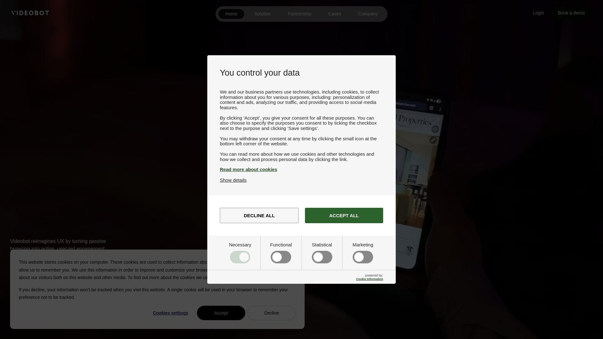 website screenshot of https://www.videobot.com/