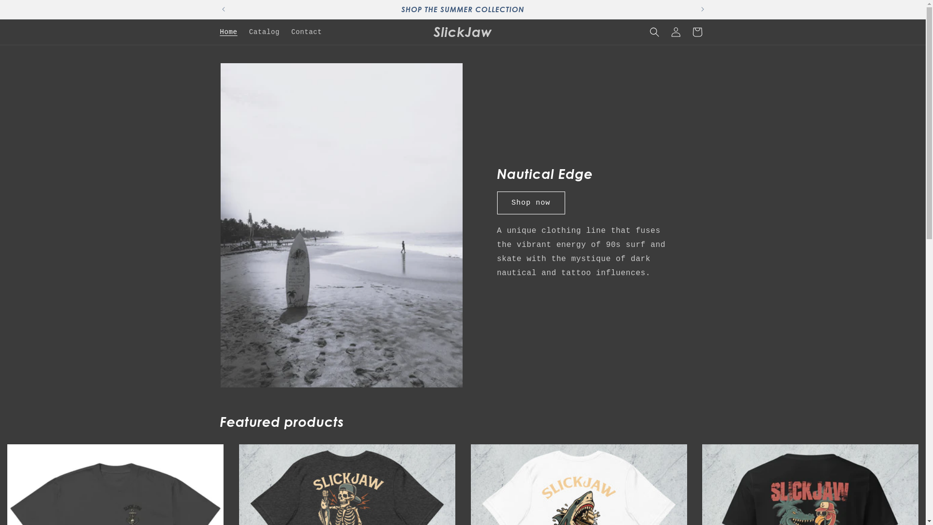 website screenshot of https://slickjawclothing.com/