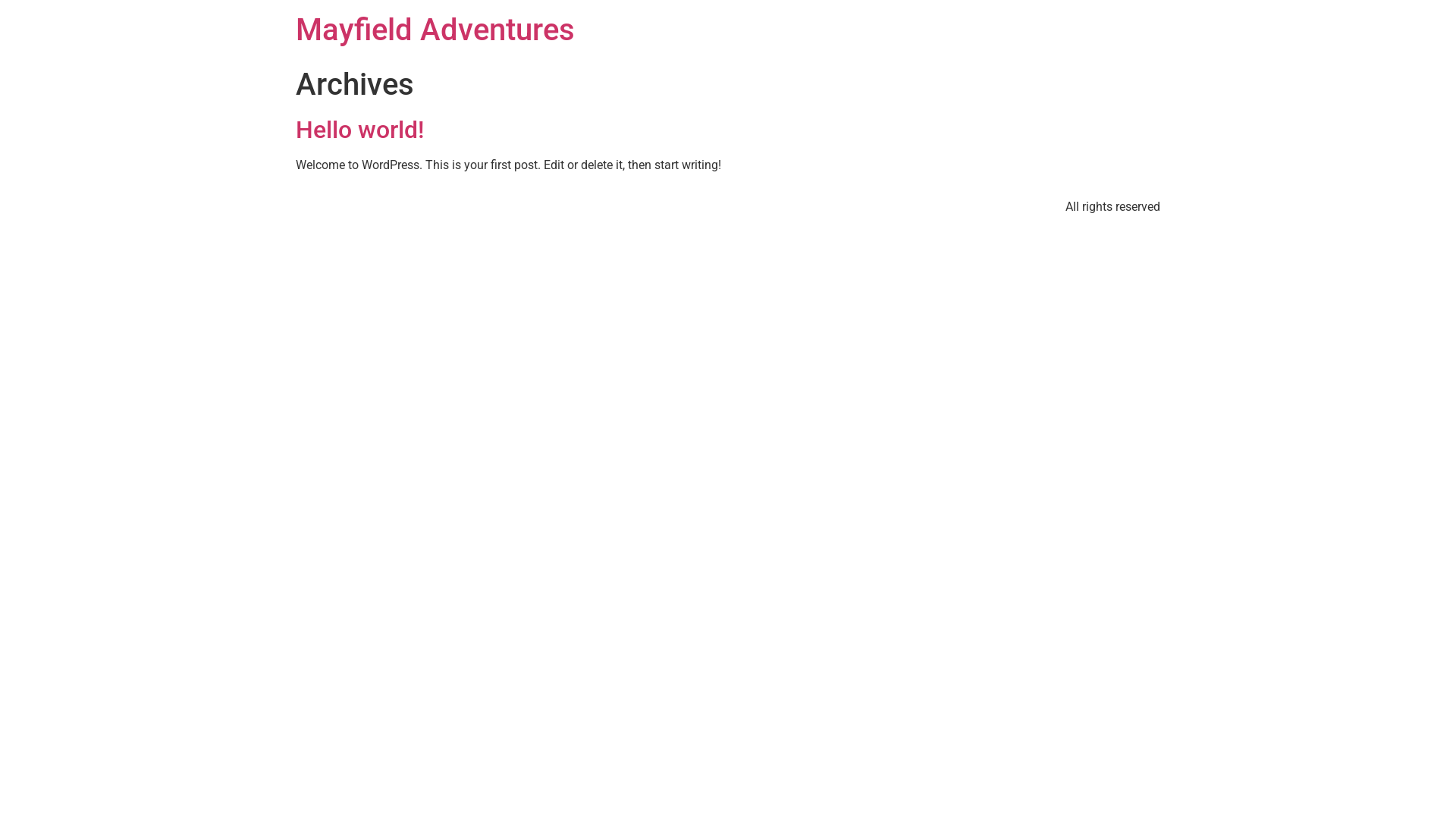 website screenshot of https://mayfieldadventures.com/