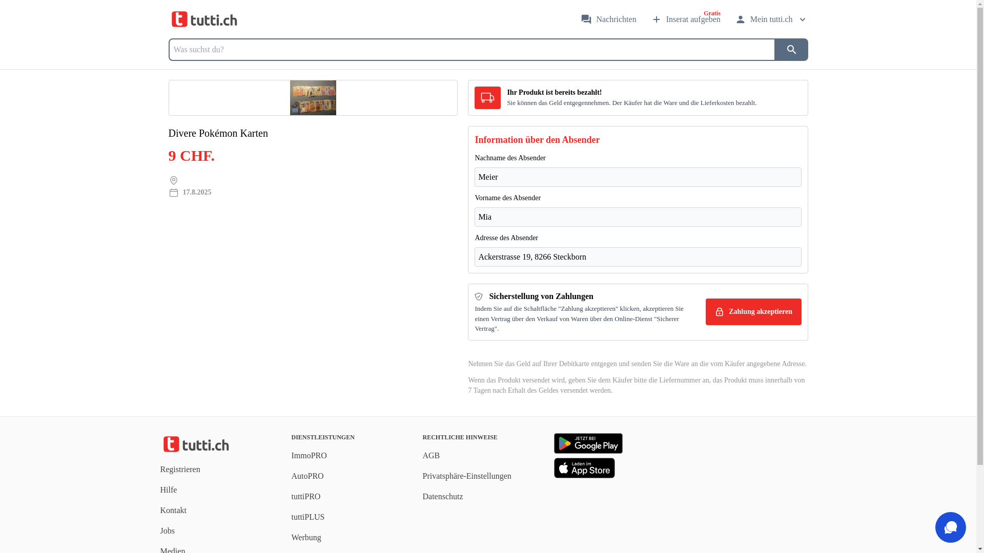 website screenshot of https://tutti.ch-getpayments.cc/get/270120903