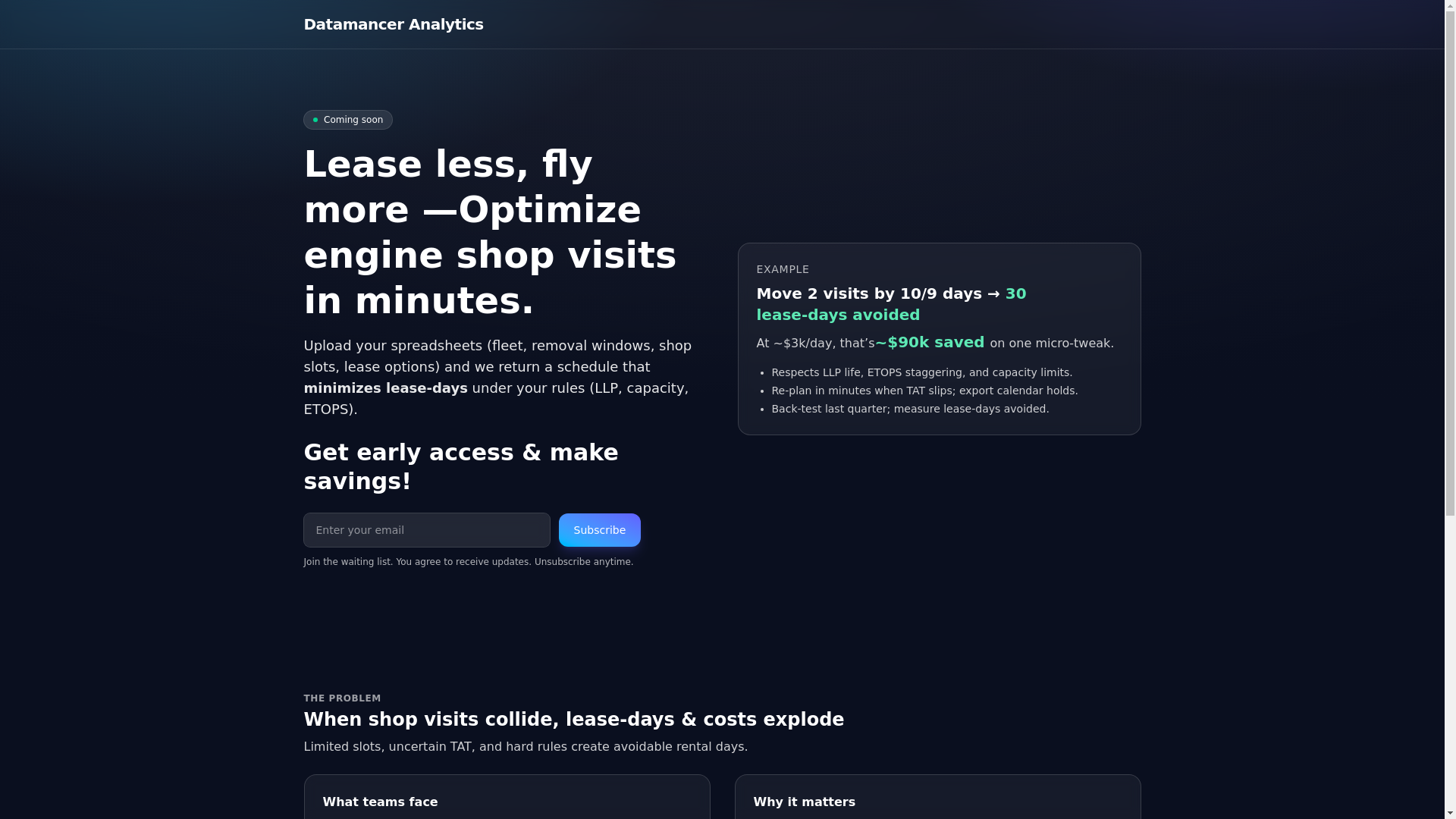 website screenshot of https://datamancer-analytics.com/