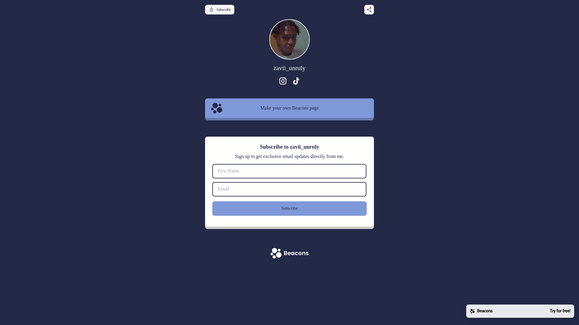 website screenshot of https://zaviiunruly.com/