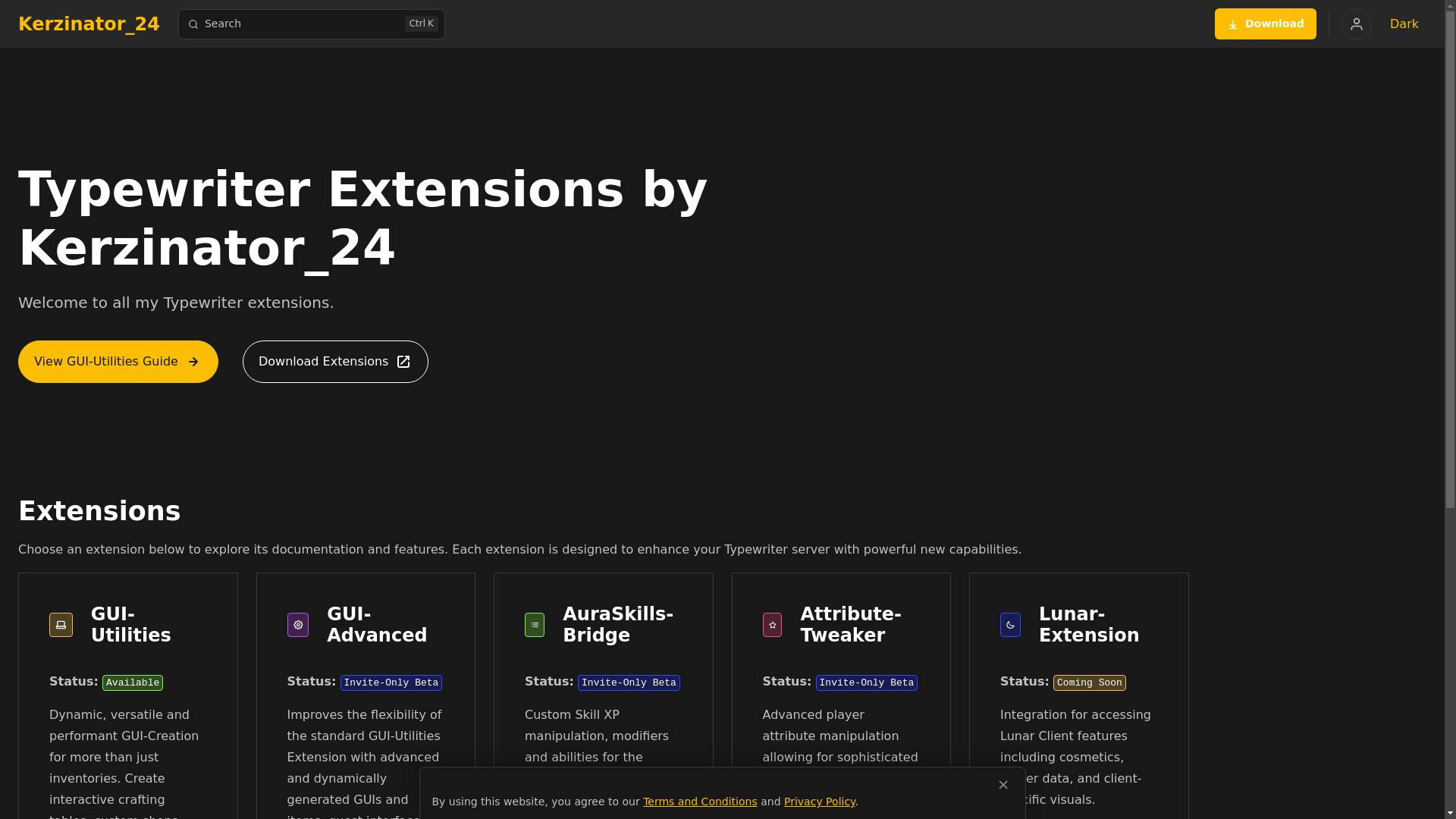 website screenshot of https://kerzinator-docs.pages.dev/