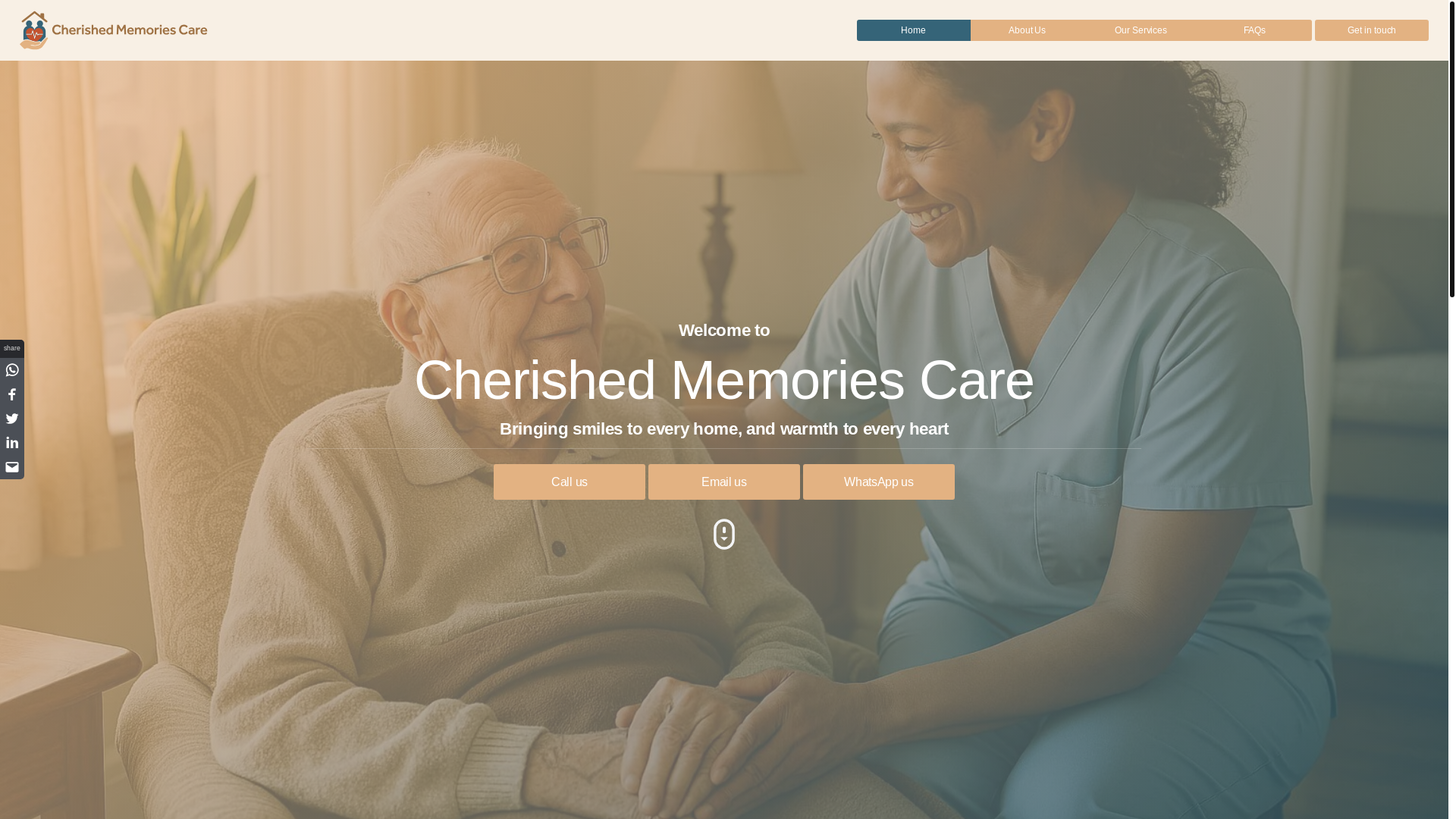website screenshot of https://cherishedmemoriescare.co.uk/