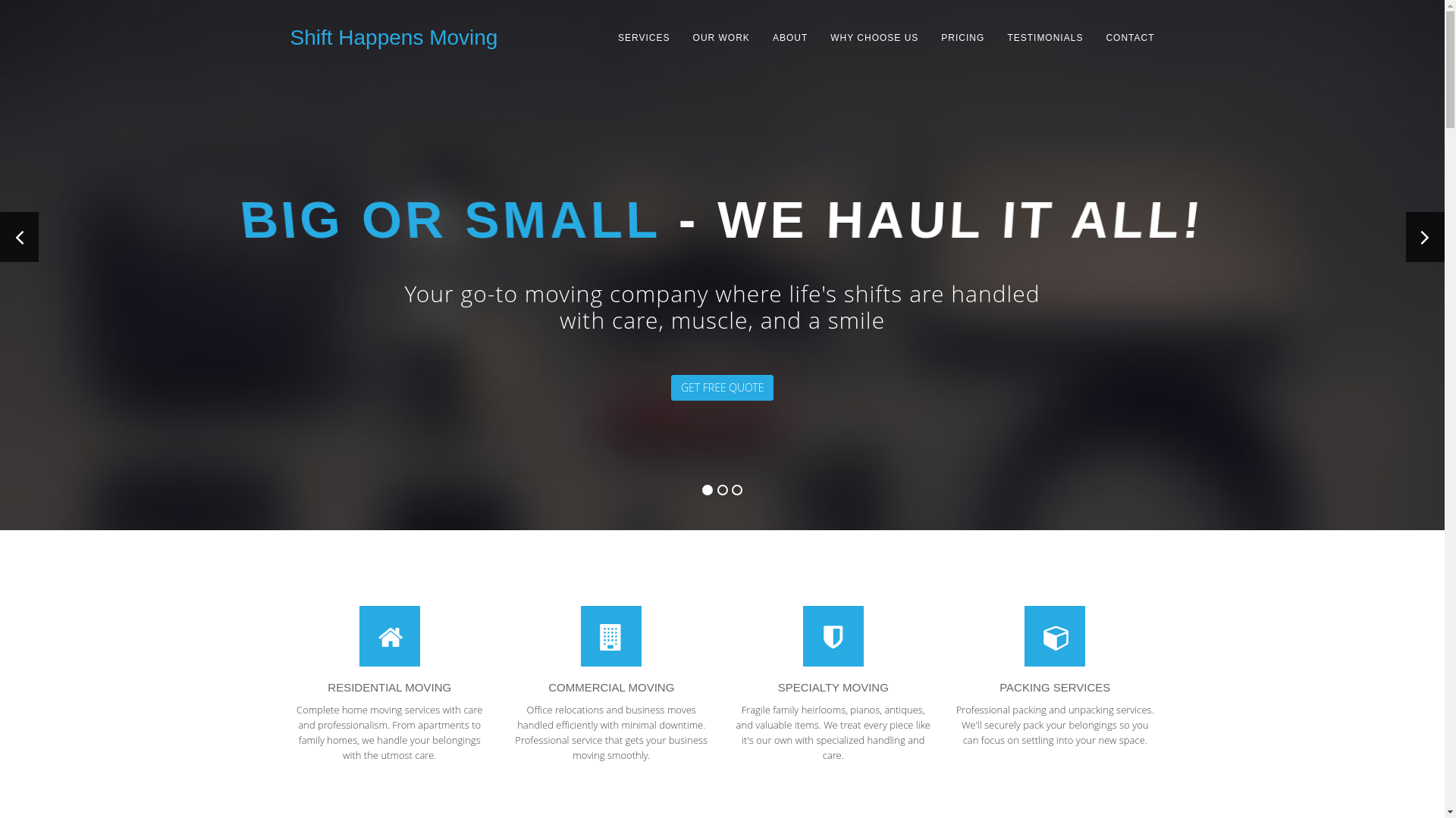 website screenshot of https://shifthappensmoving.com/