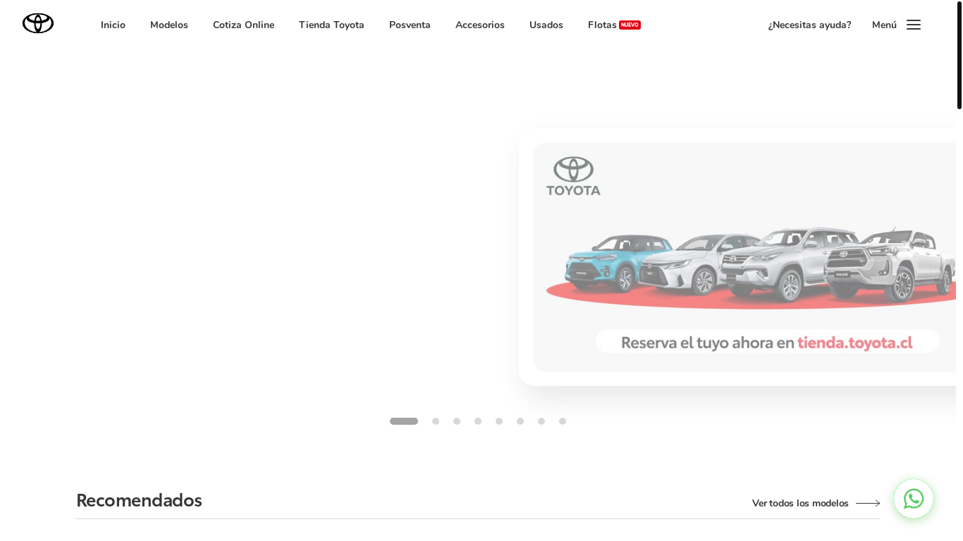 website screenshot of https://toyota.cl/