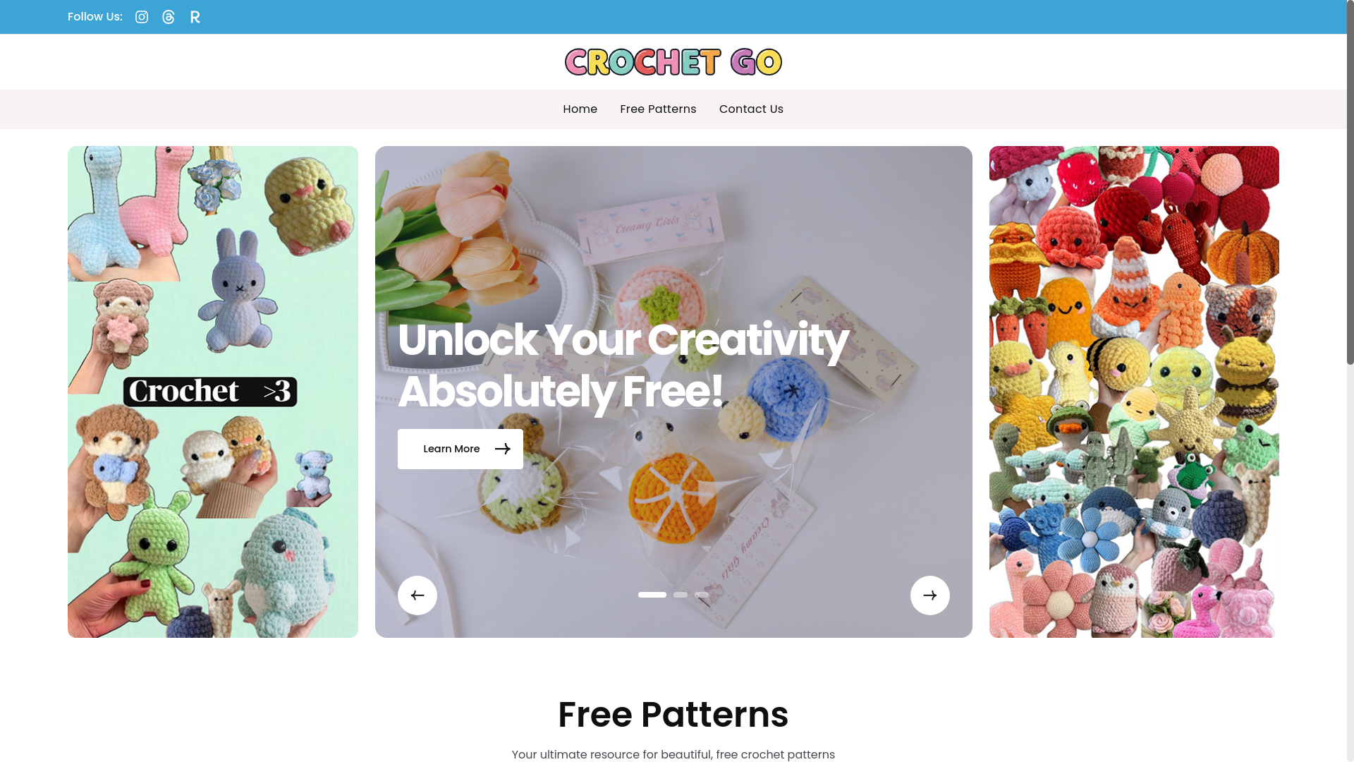 website screenshot of https://crochetgostudio.com/