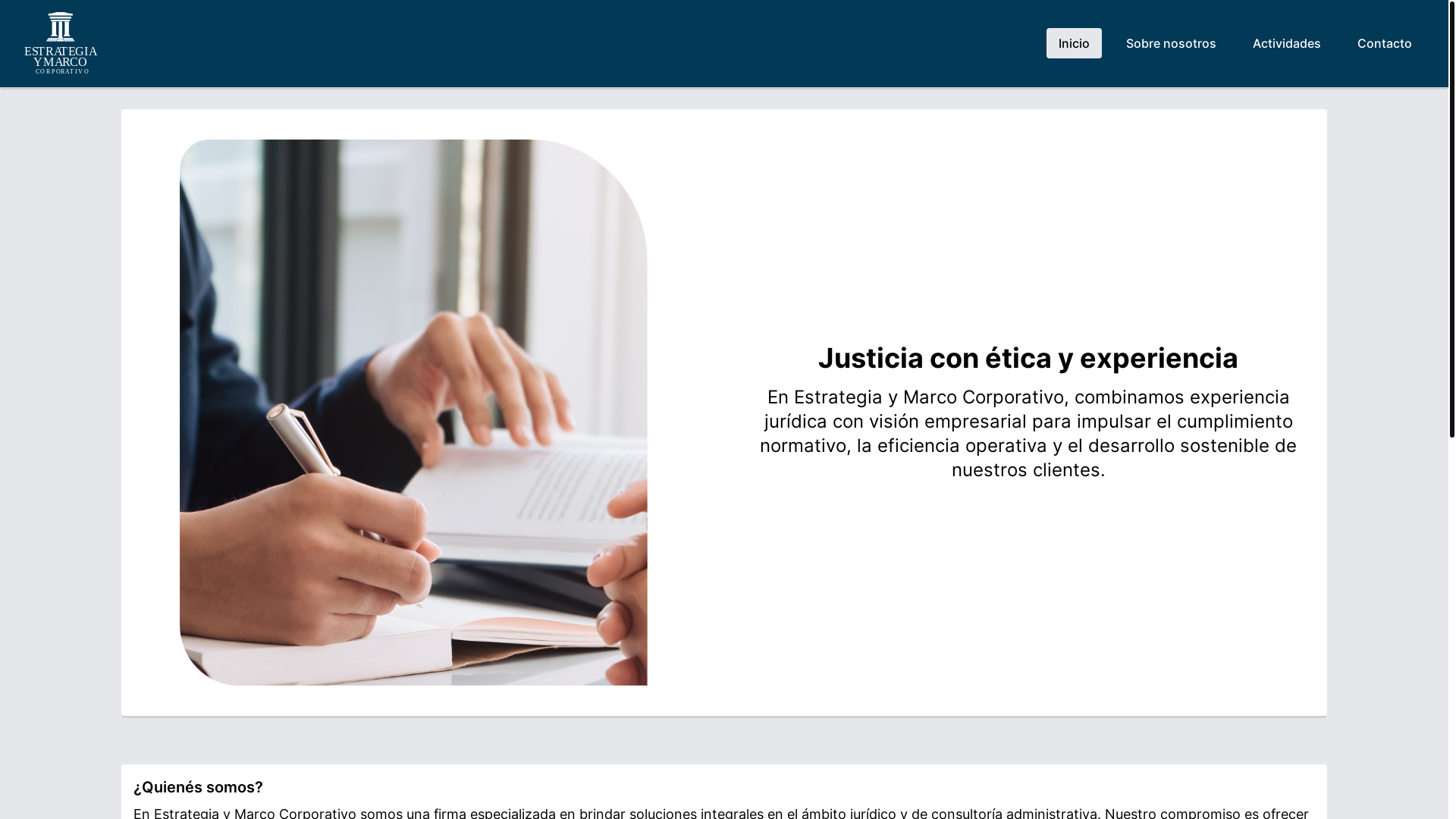 website screenshot of https://estrategiaymarcocorporativo.com/