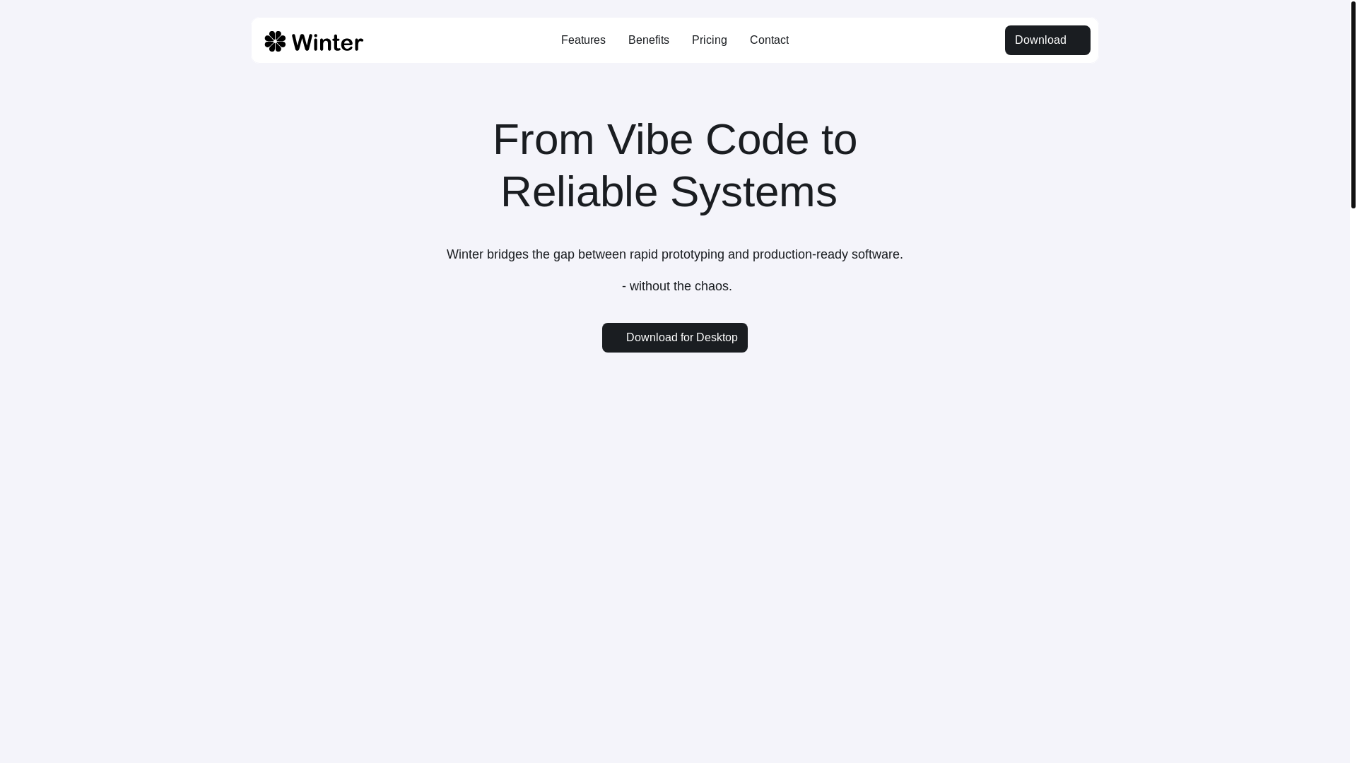website screenshot of https://winterai.io/