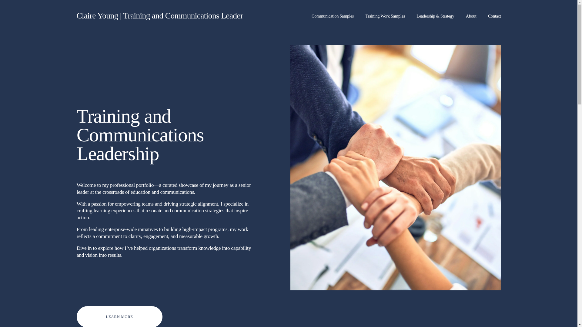 website screenshot of https://claireyoungtrainingandcommunicationsleader.com/