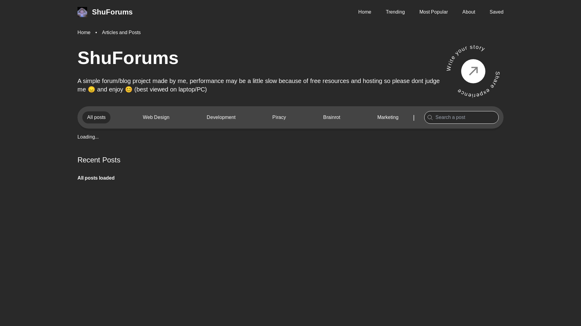 website screenshot of https://projectfullblog-client.pages.dev/