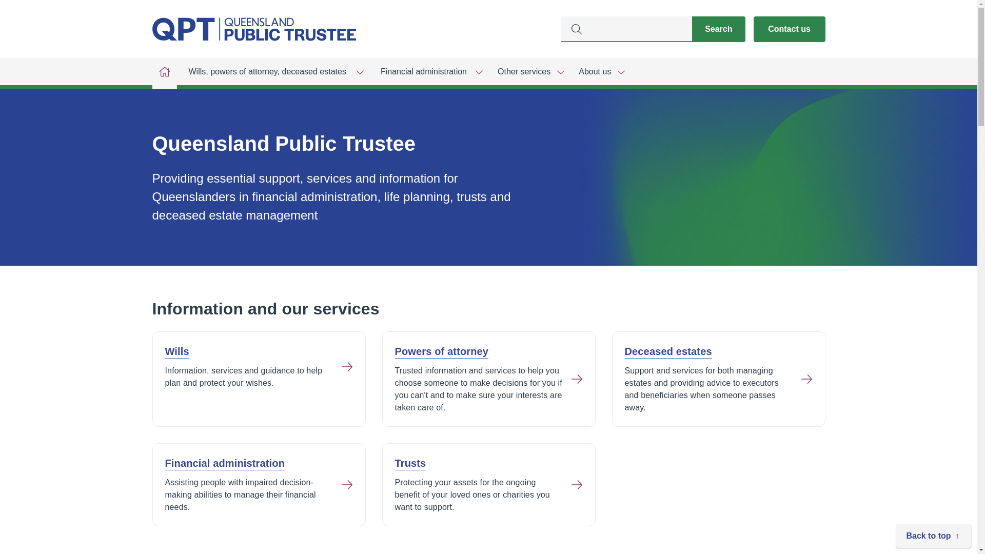 website screenshot of https://www.pt.qld.gov.au/