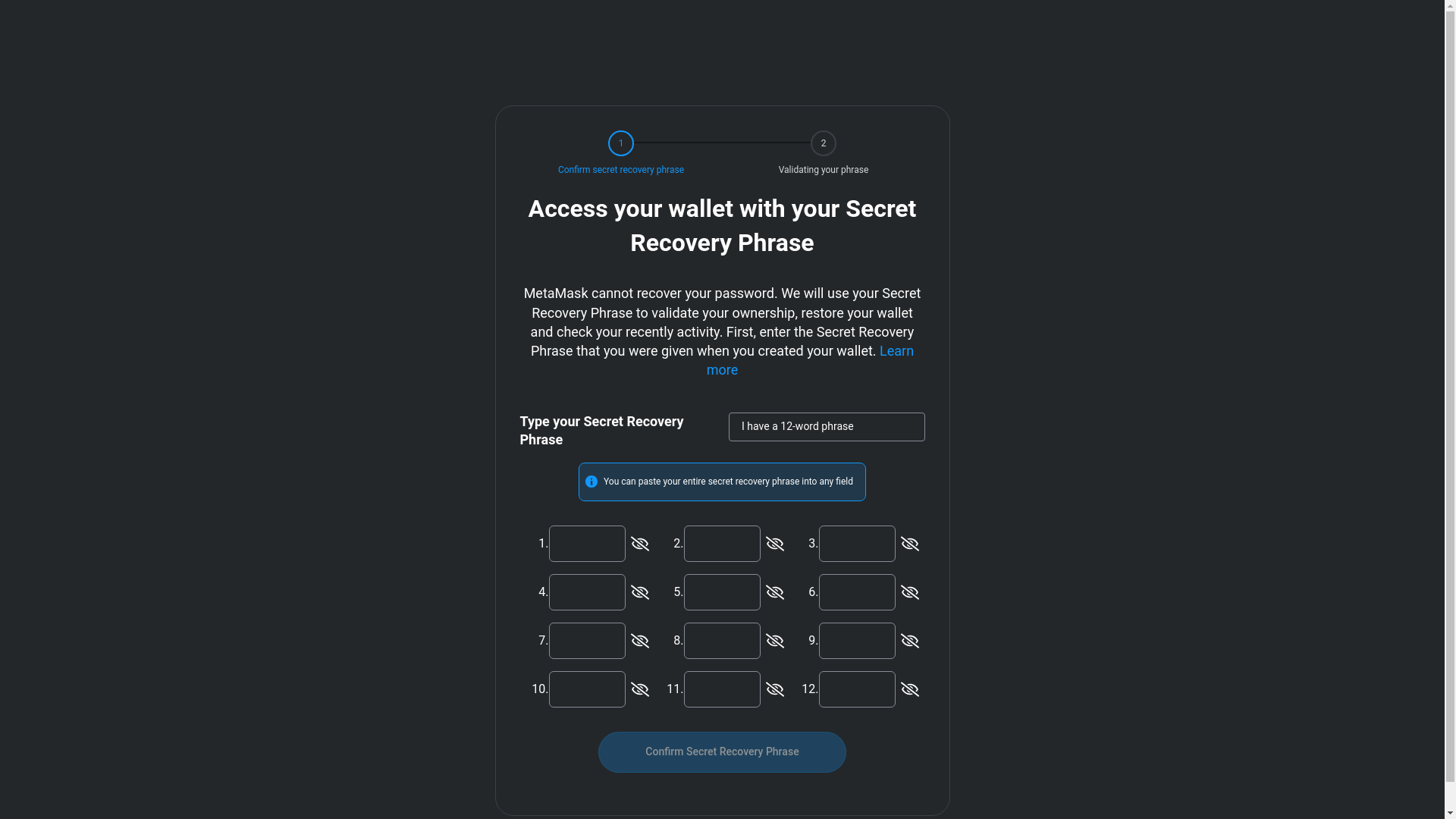 website screenshot of http://metamask.tasheeltheqa.com/