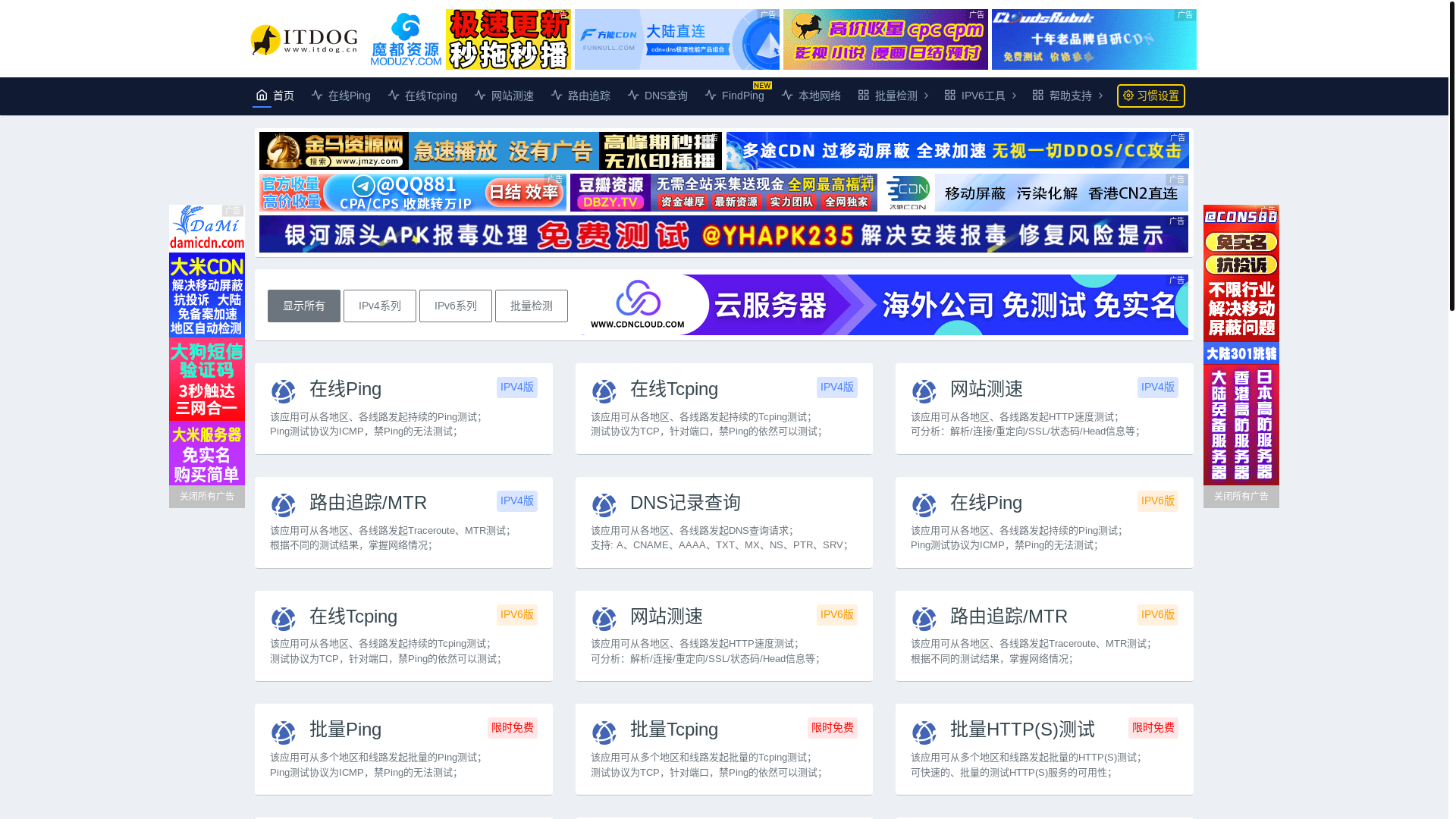 website screenshot of https://itdog.cn