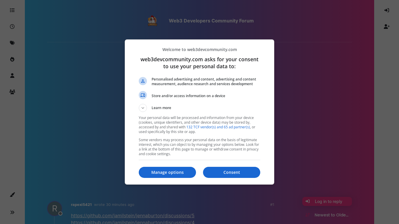 website screenshot of https://web3devcommunity.com/topic/77062/kyandawsonleabeckimrancohen